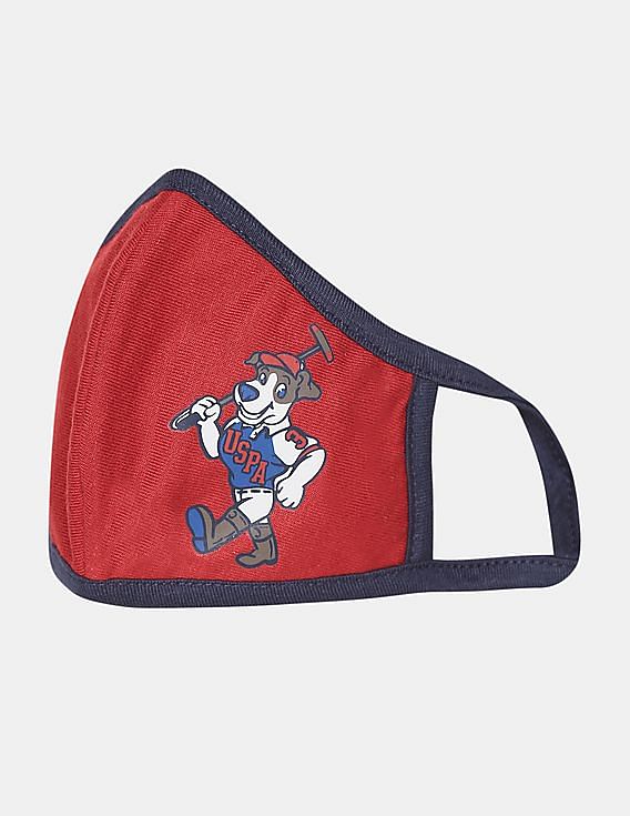 U.S. Polo Assn. Kids Unisex Kids Red Triple Layer Anti Viral Outdoor Face Masks - Pack Of 3