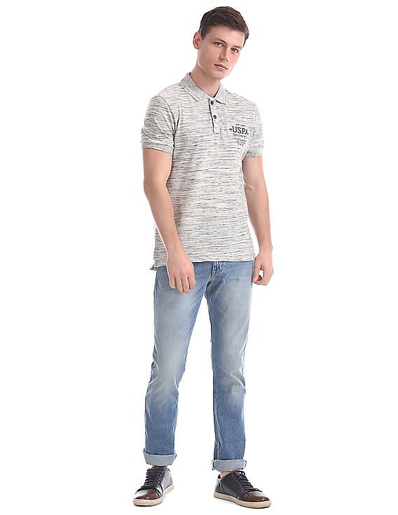 U.S. Polo Assn. Denim Co. Muscle Fit Heathered Polo Shirt