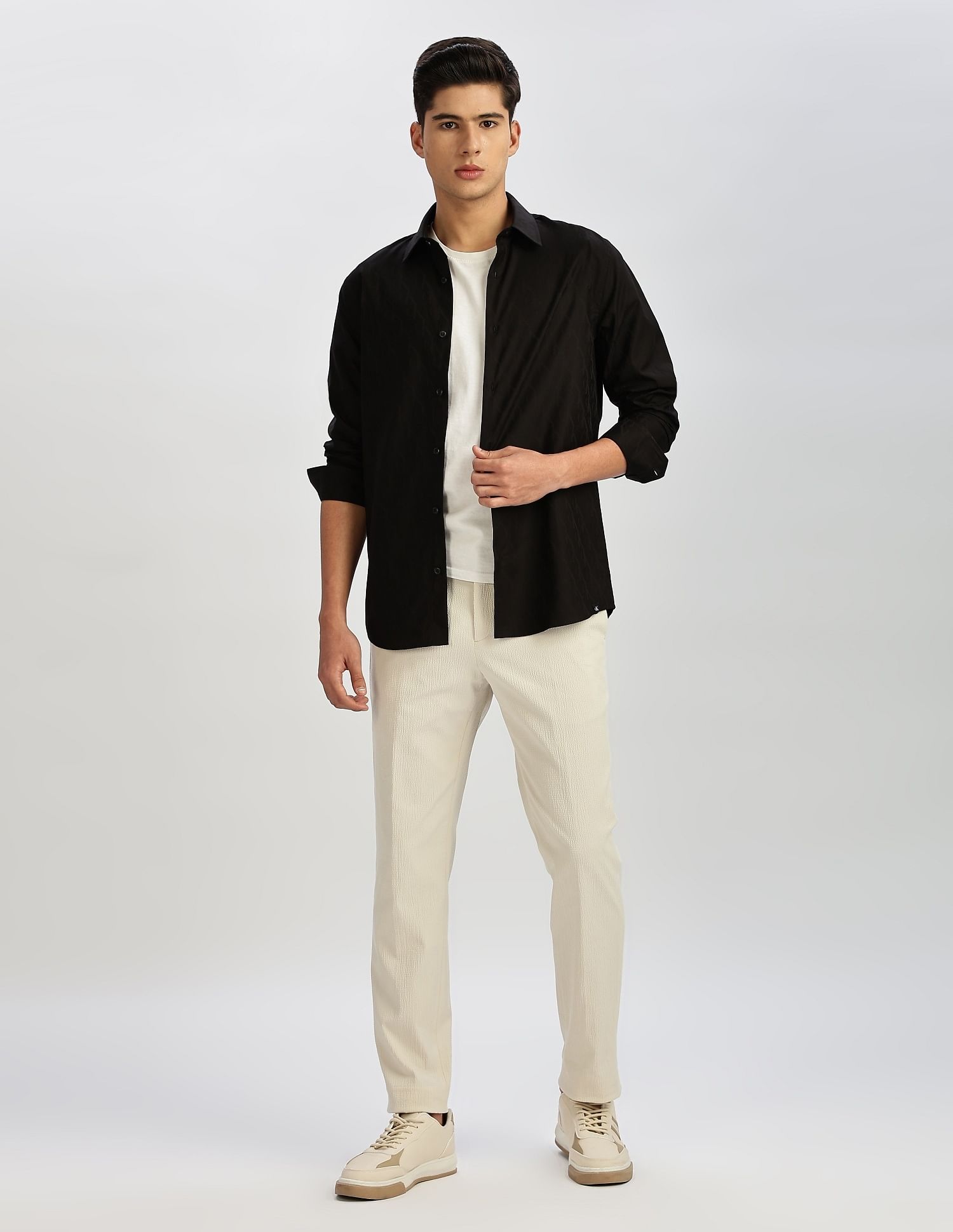 Calvin Klein Jeans Logo Slim Fit Jaquard Woven Shirt