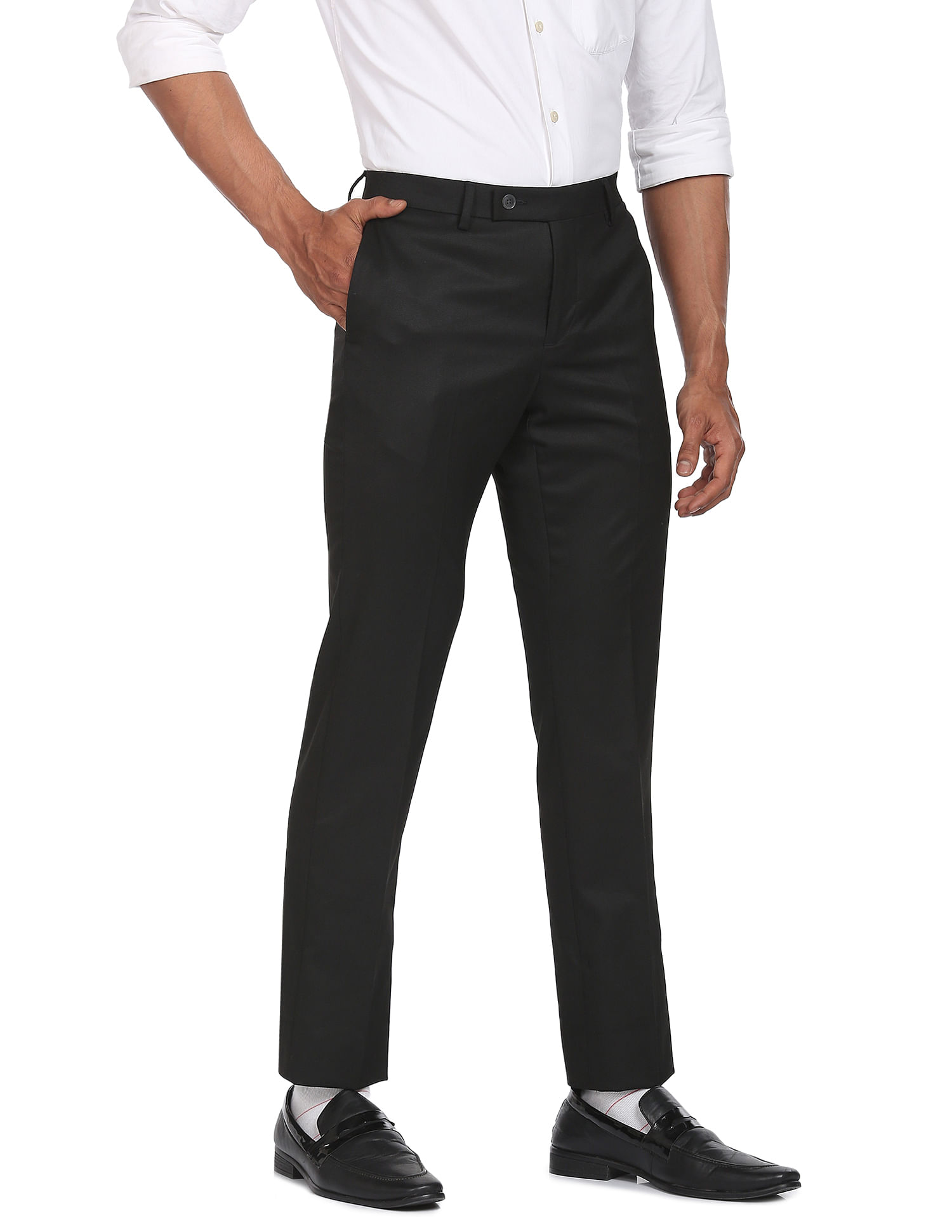 Arrow Solid Hudson Tailored Fit Trousers