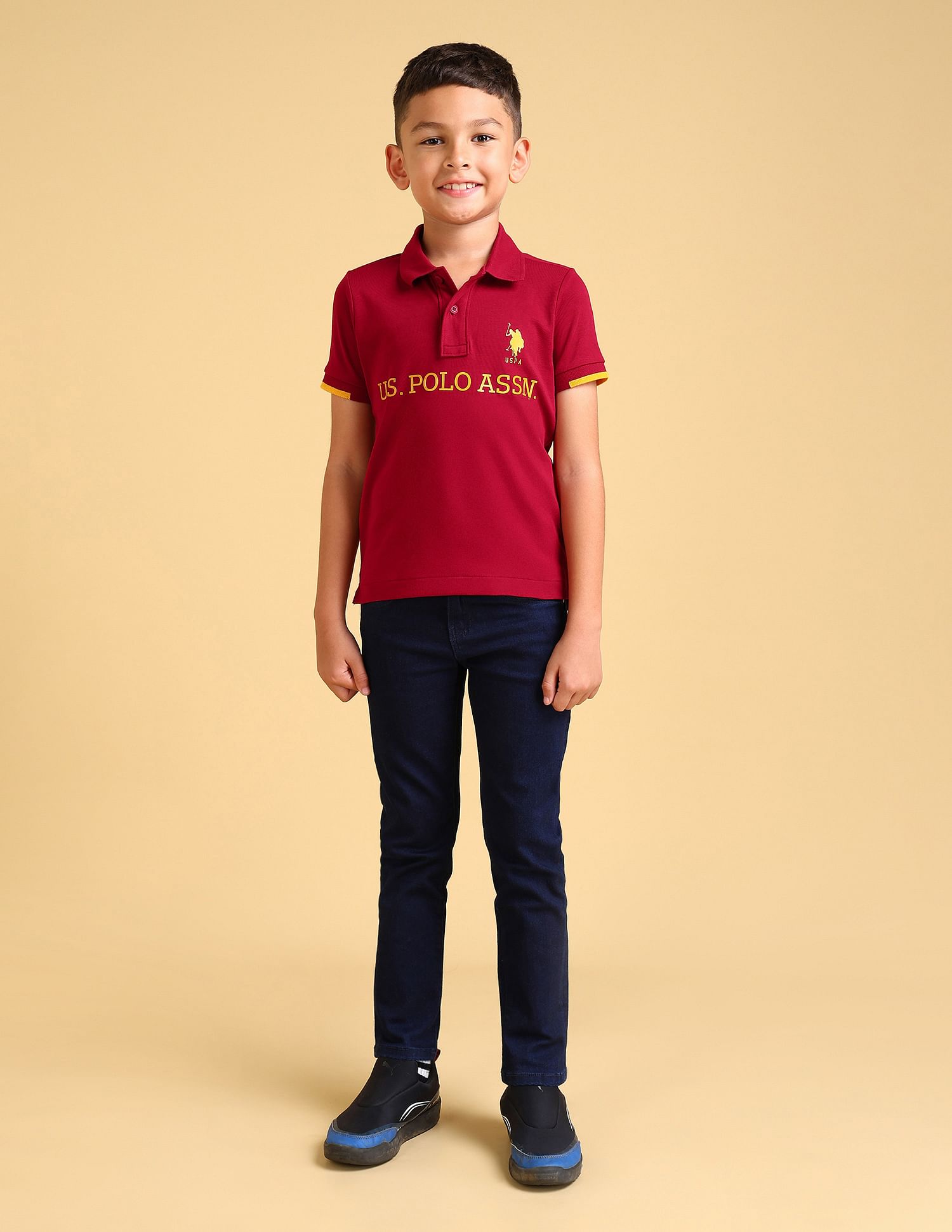 U.S. Polo Assn. Kids Boys Typography Printed Polo Shirt