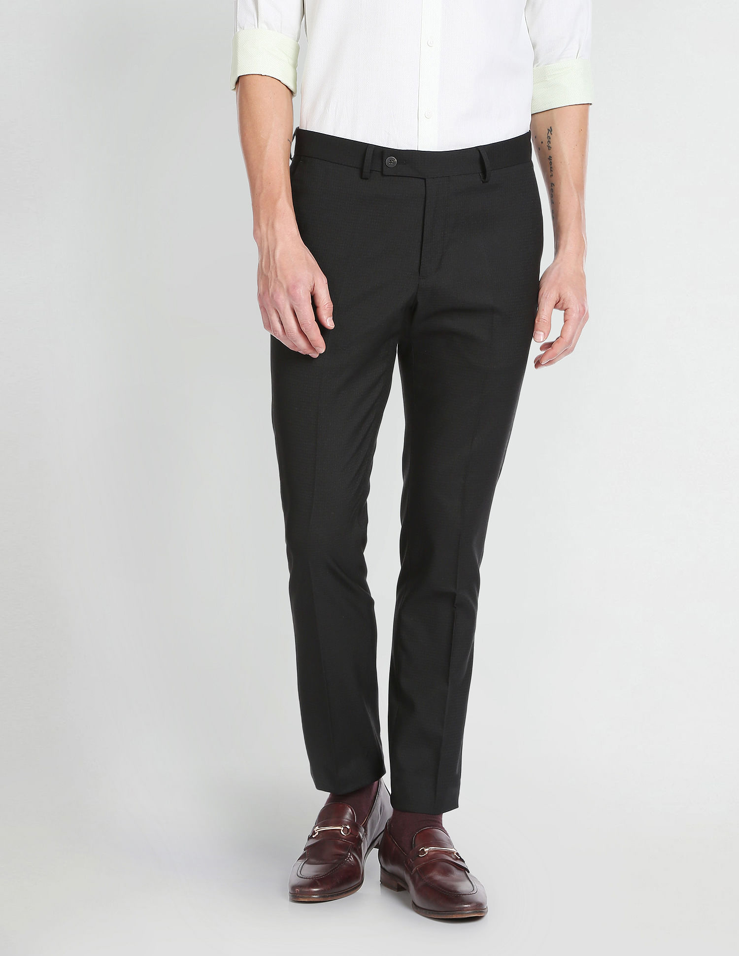 Arrow Micro Check Dobby Formal Trousers