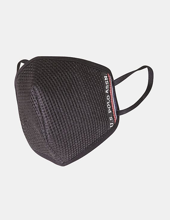 U.S. Polo Assn. Unisex Adults Black Triple Layer Anti Pollution Outdoor Reusable Airmesh Face Masks - Pack Of 2