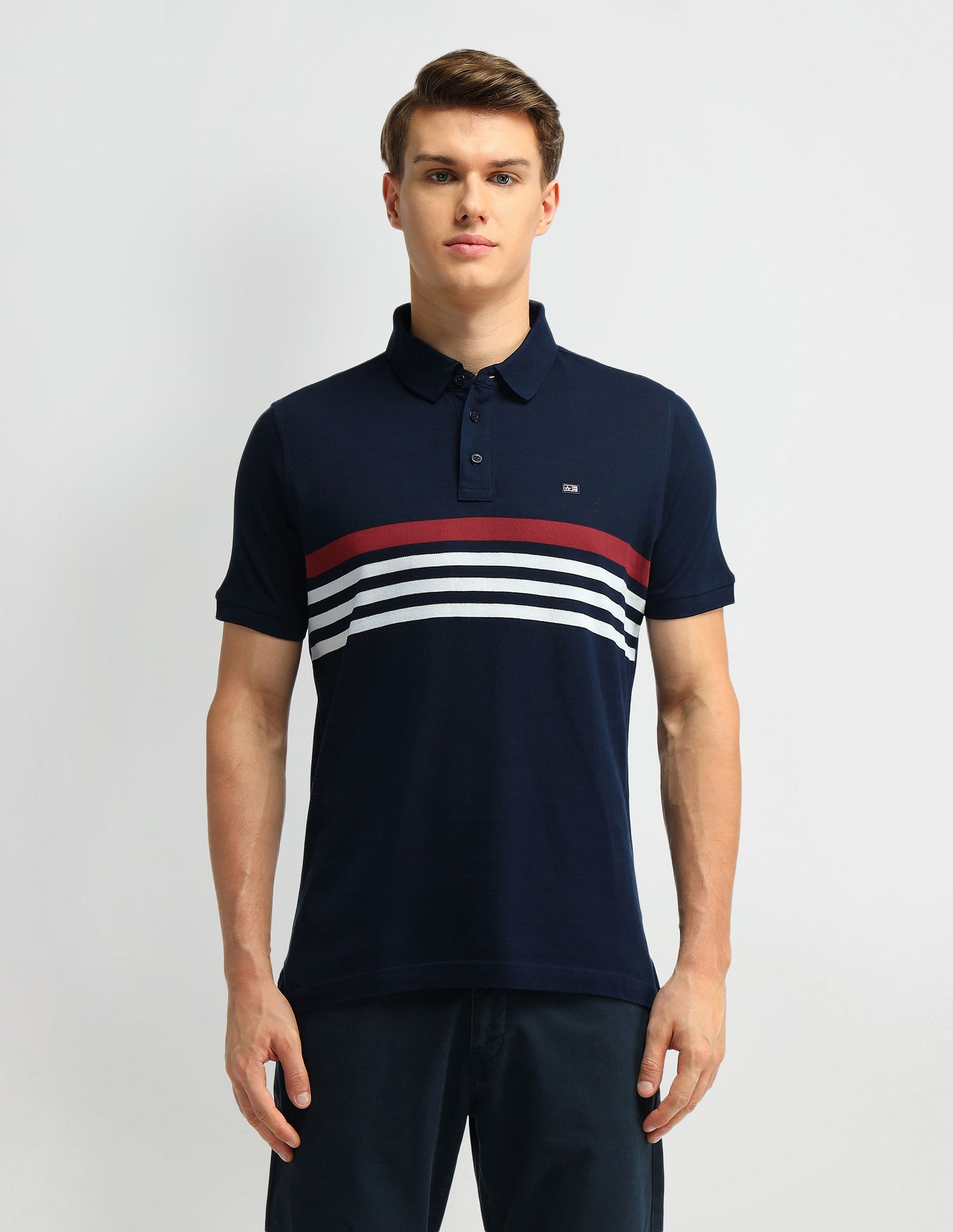 Arrow Sport Horizontal Striped Polo Collar Polo Shirt
