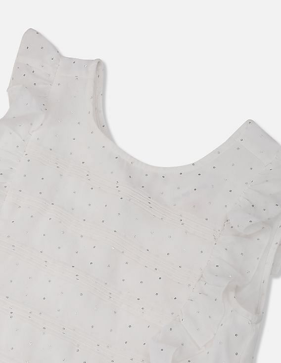 U.S. Polo Assn. Kids Girls Ruffle Trim Foil Print Dress