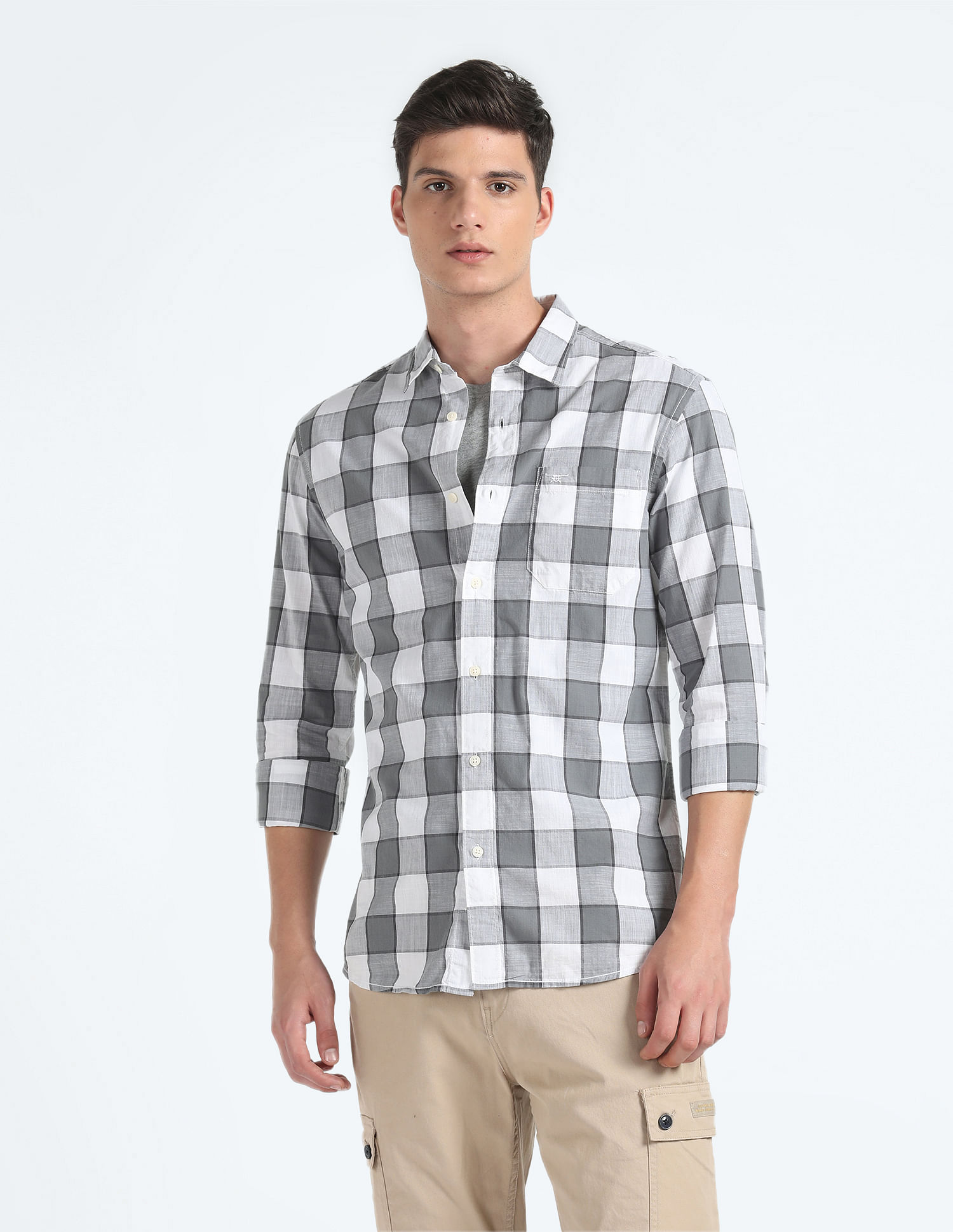 Buy Flying Machine Pure Cotton Buffalo Check Shirt 