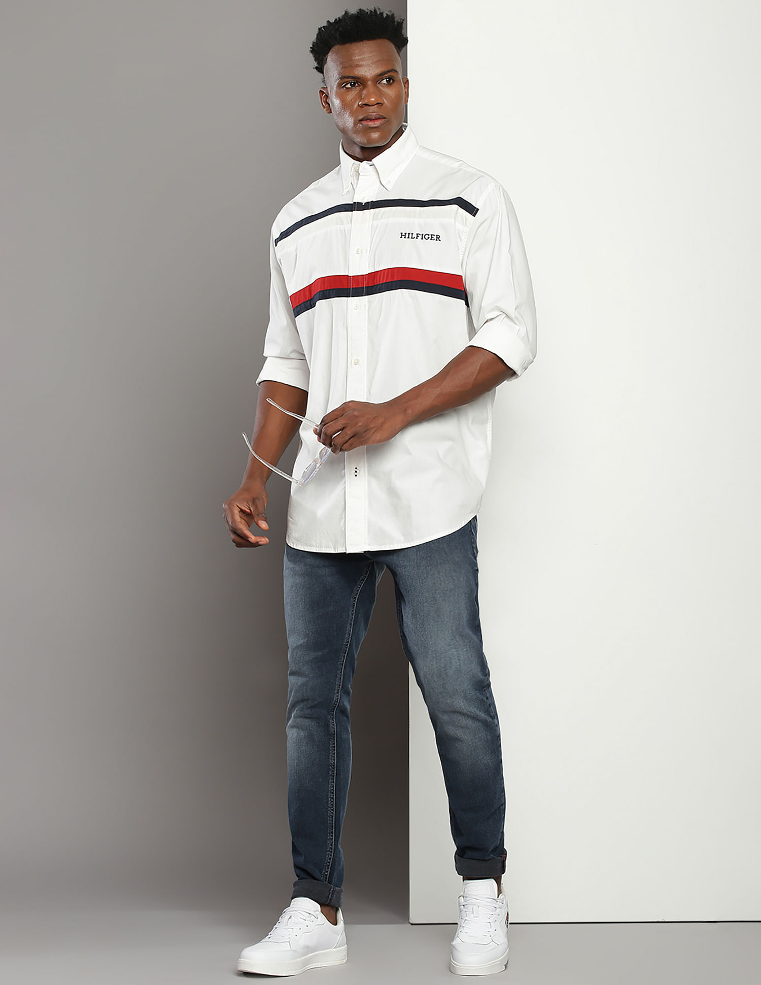 Buy Tommy Hilfiger Relaxed Fit Split Global Stripe Shirt NNNOW