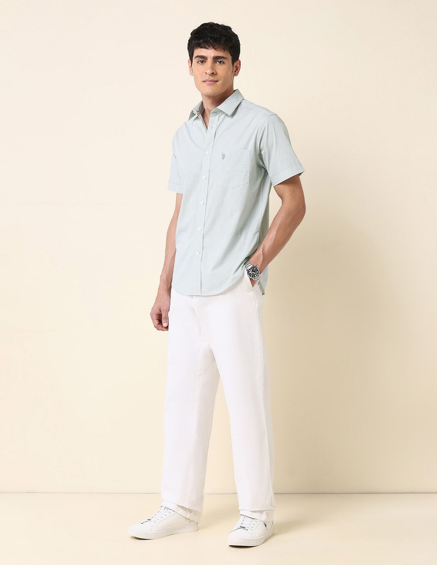 U.S. Polo Assn. Tailored Fit Geometric Printed Shirt