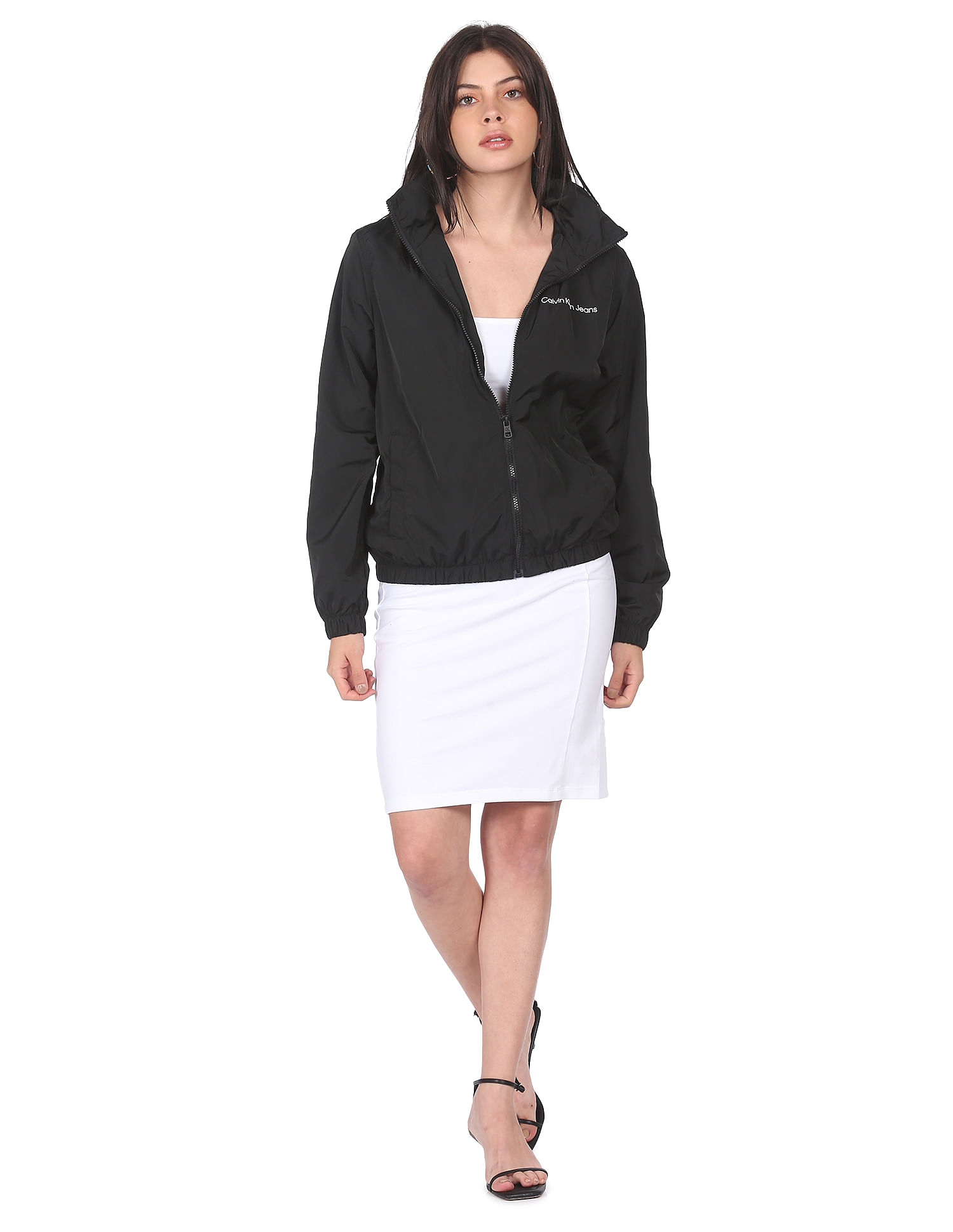 Buy Calvin Klein Jeans Women Black Concealed Hood Packable