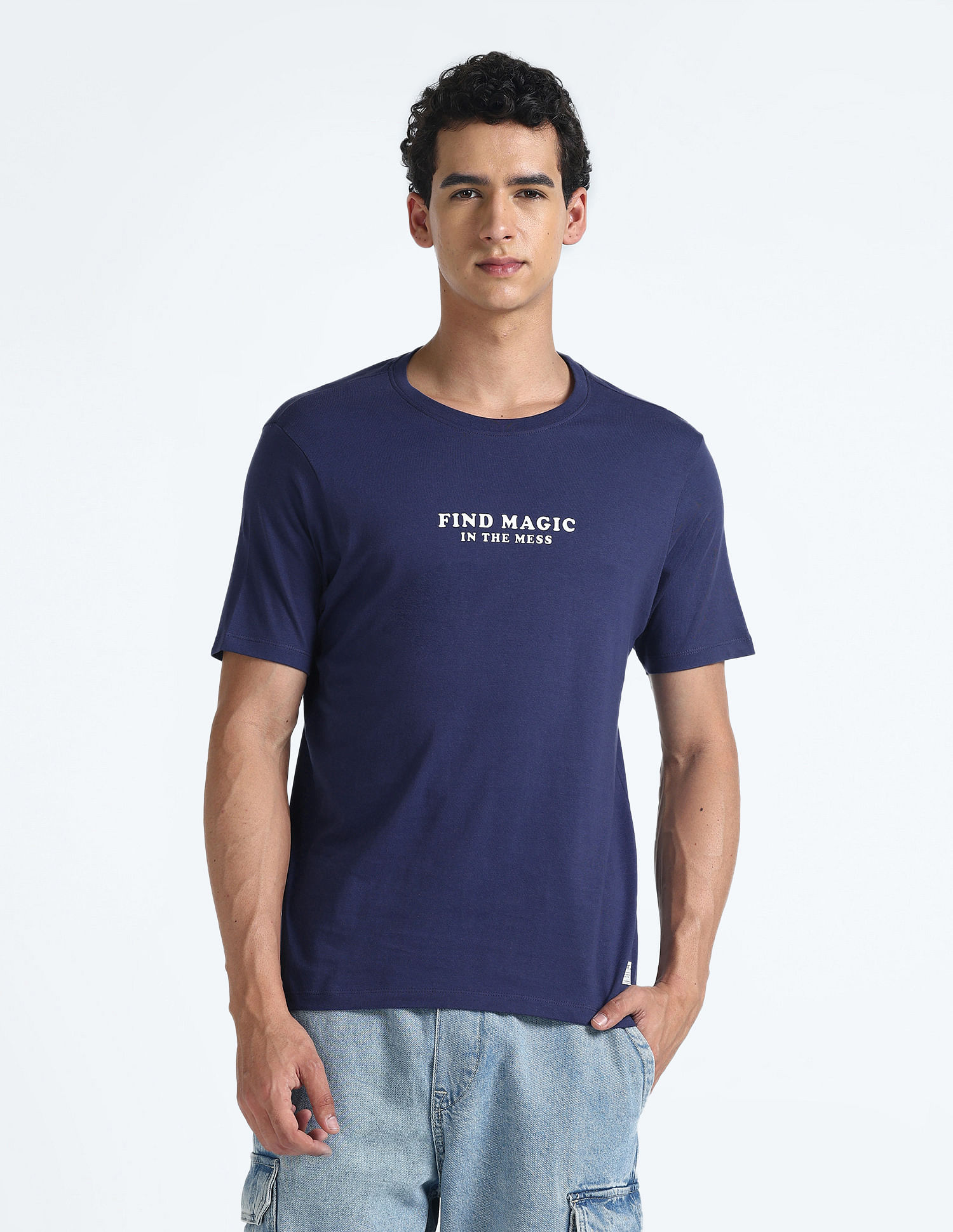 Flying Machine Rear Graphic Cotton T-Shirt