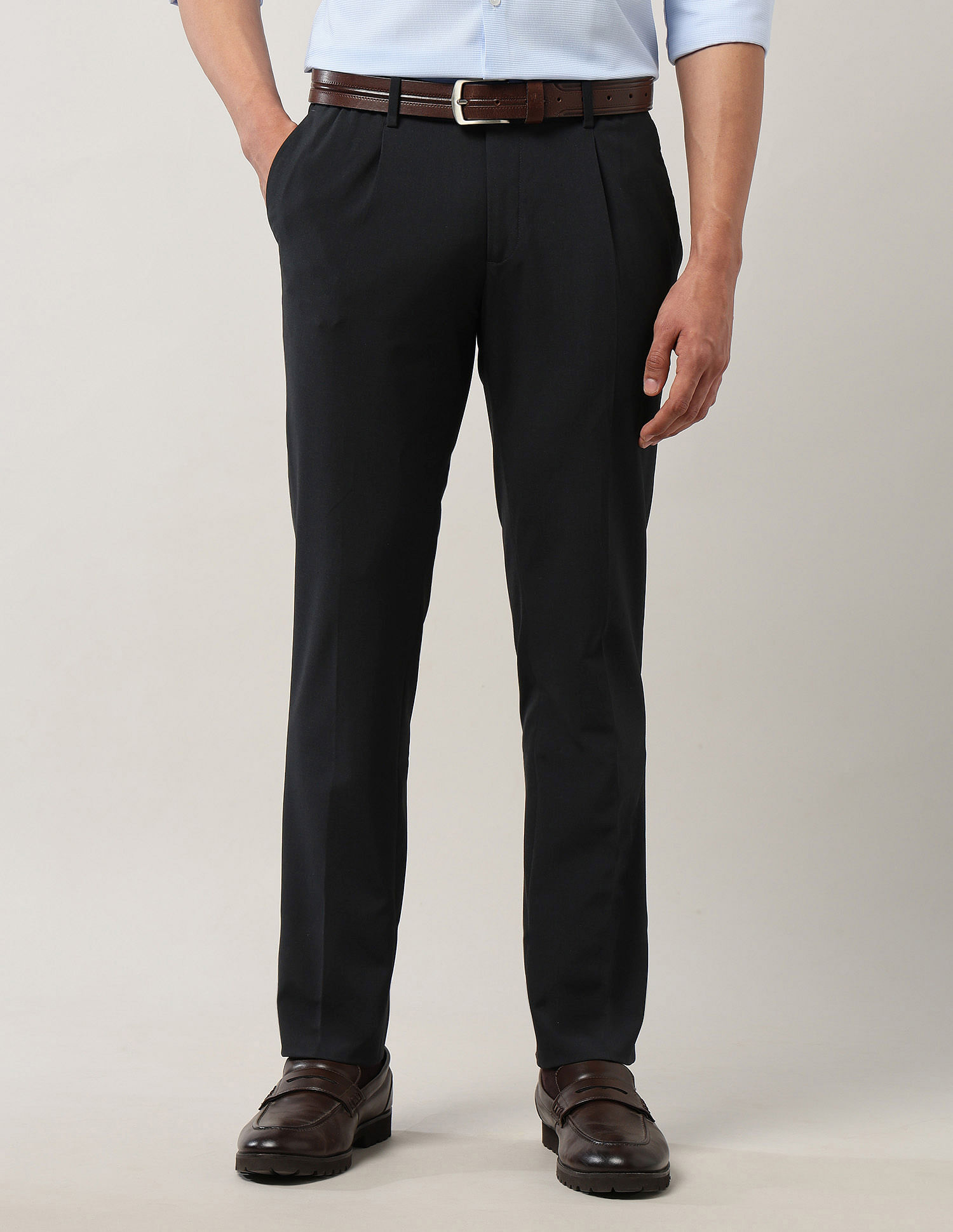 Arrow Regular Fit Mid Rise Trousers