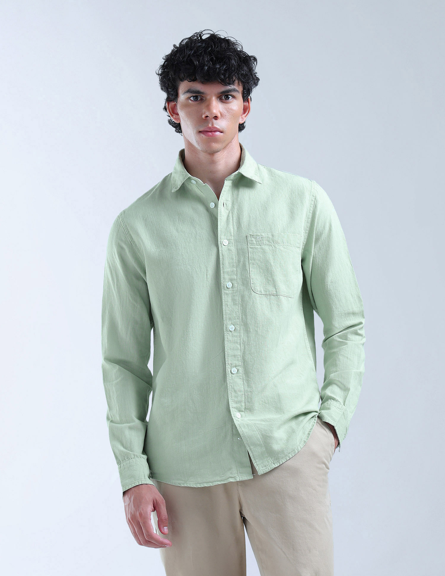 Flying Machine Solid Regular Fit Shirt