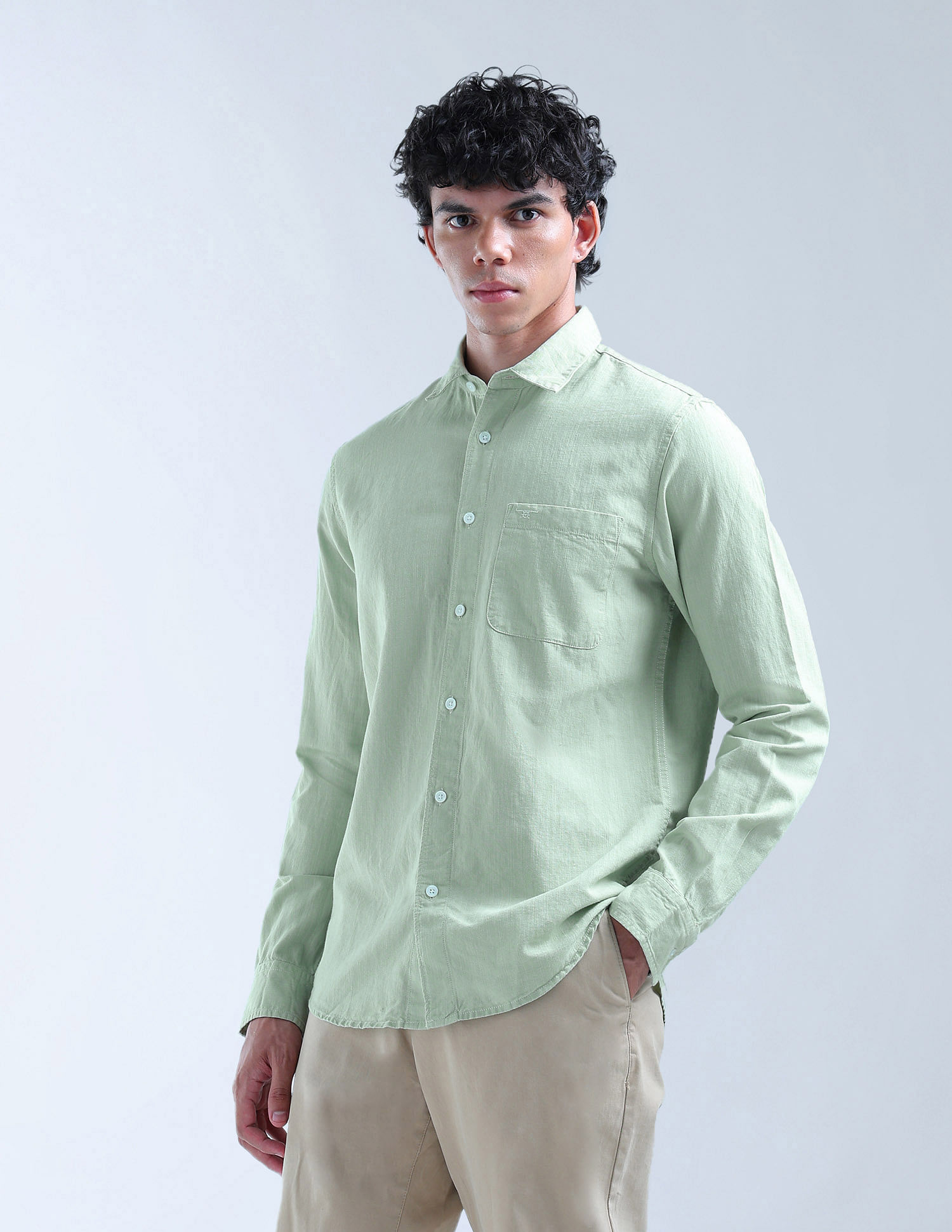 Flying Machine Solid Regular Fit Shirt