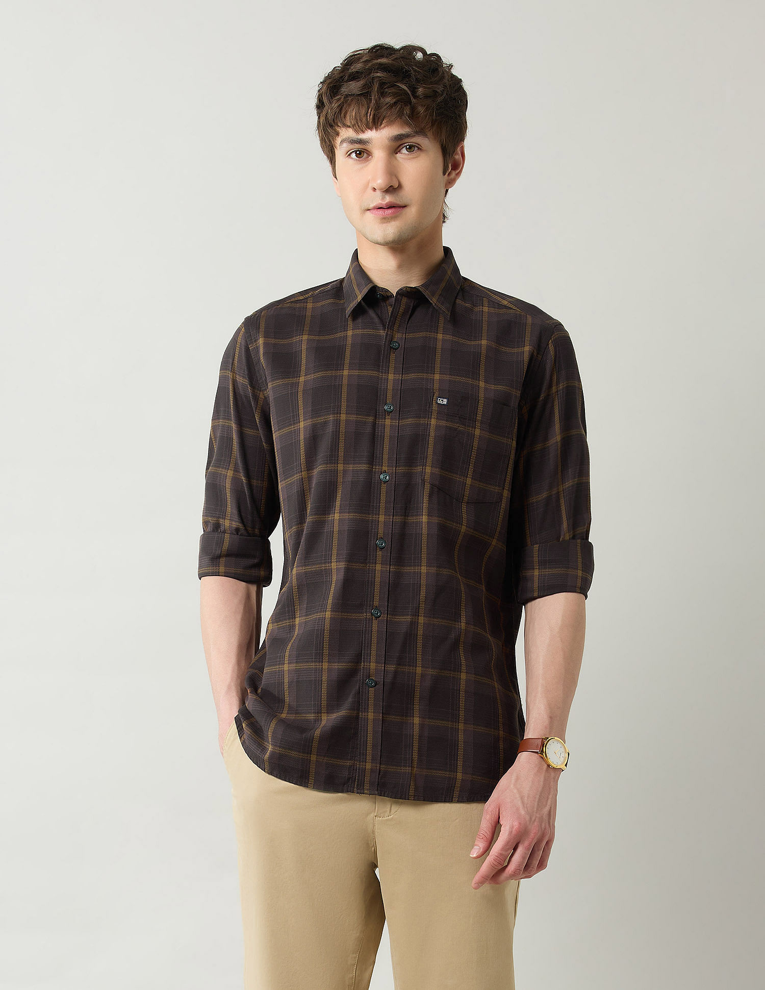 Arrow Sport Grid Tattersall Checked Dobby Shirt
