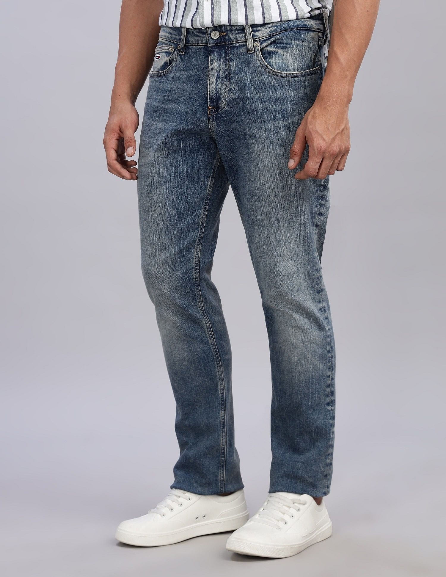 Tommy Hilfiger Mid-Wash Slim-Fit Mid Rise Jeans