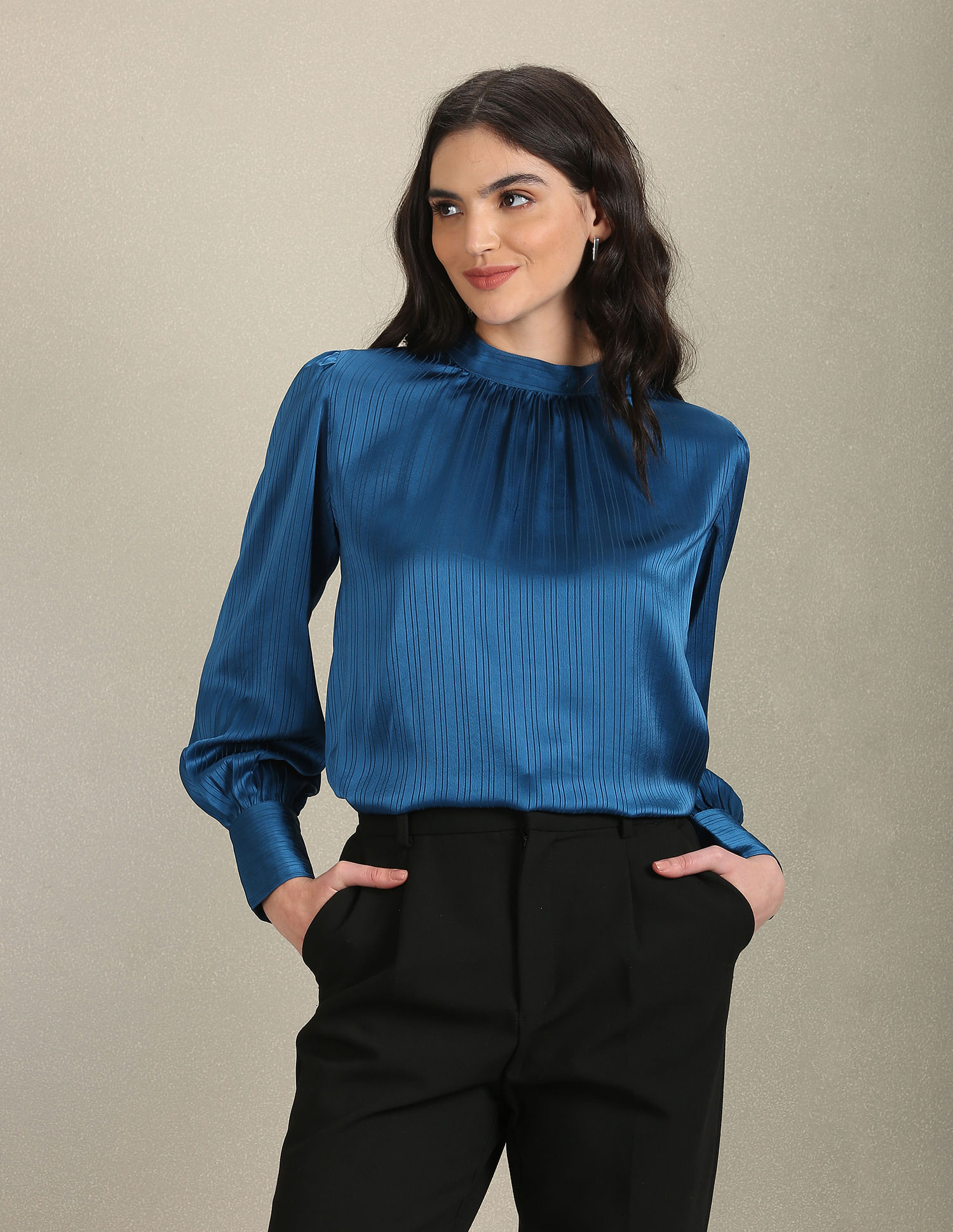 U.S. Polo Assn. Women Long Sleeve Vertical Stripe Top