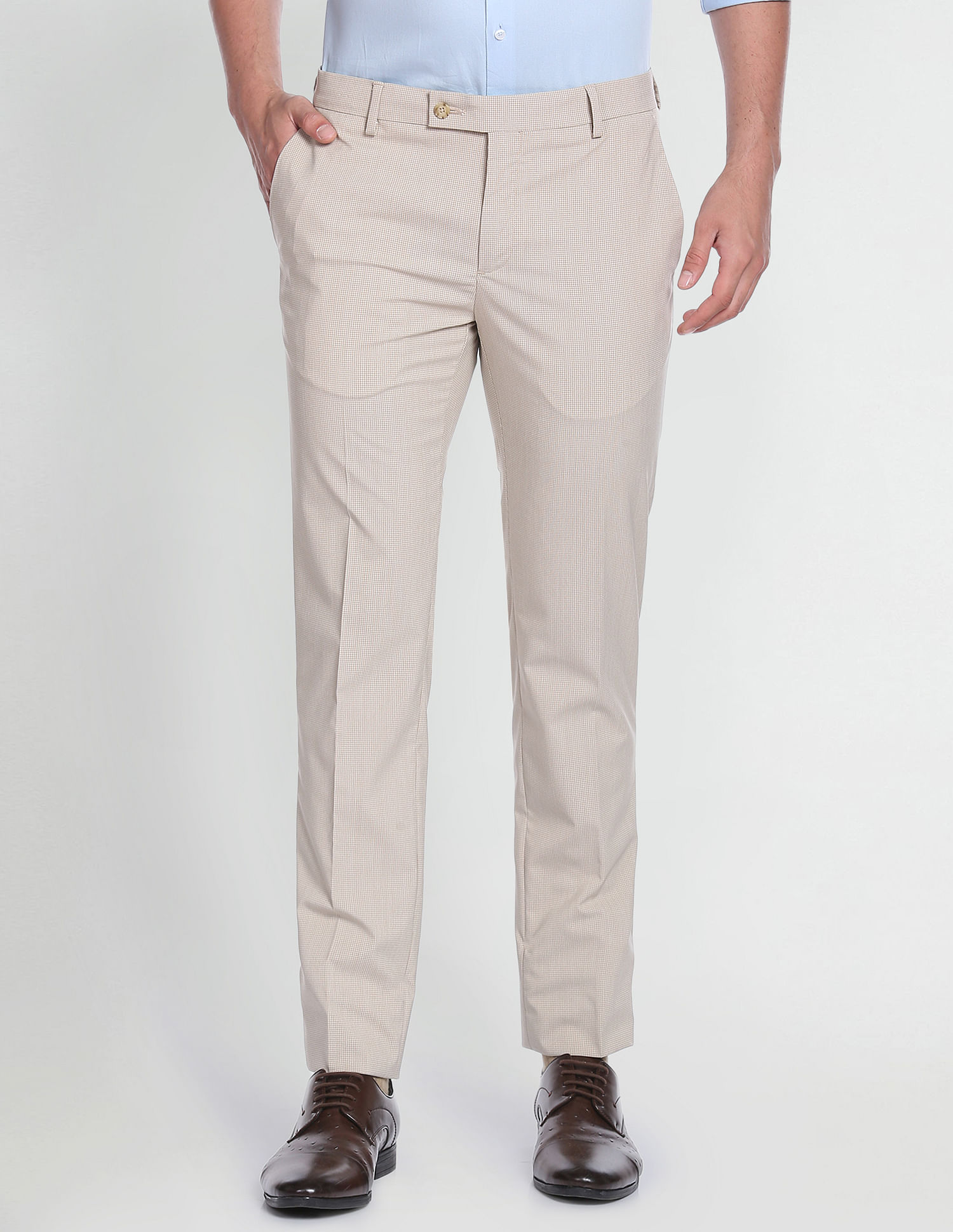 Arrow Geometric Dobby Smart Flex Formal Trousers