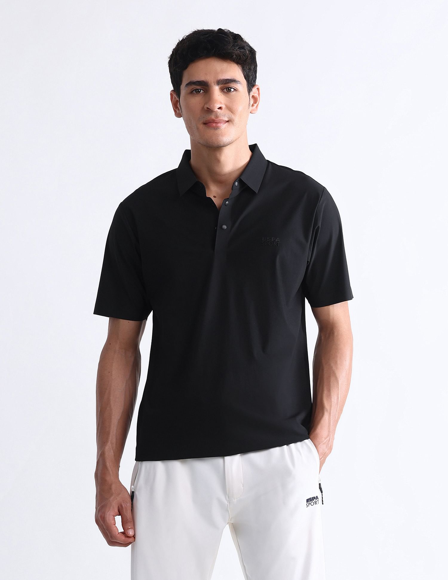USPA Active Textured Slim Fit Polo Shirt