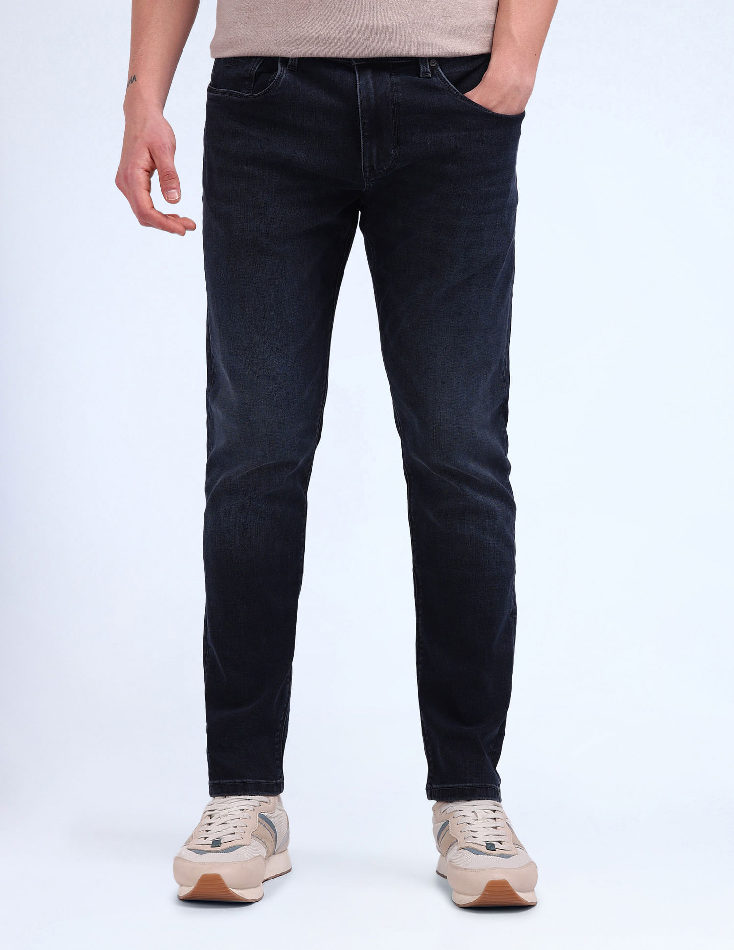 Flying Machine Slash Slim Tapered Fit Jeans