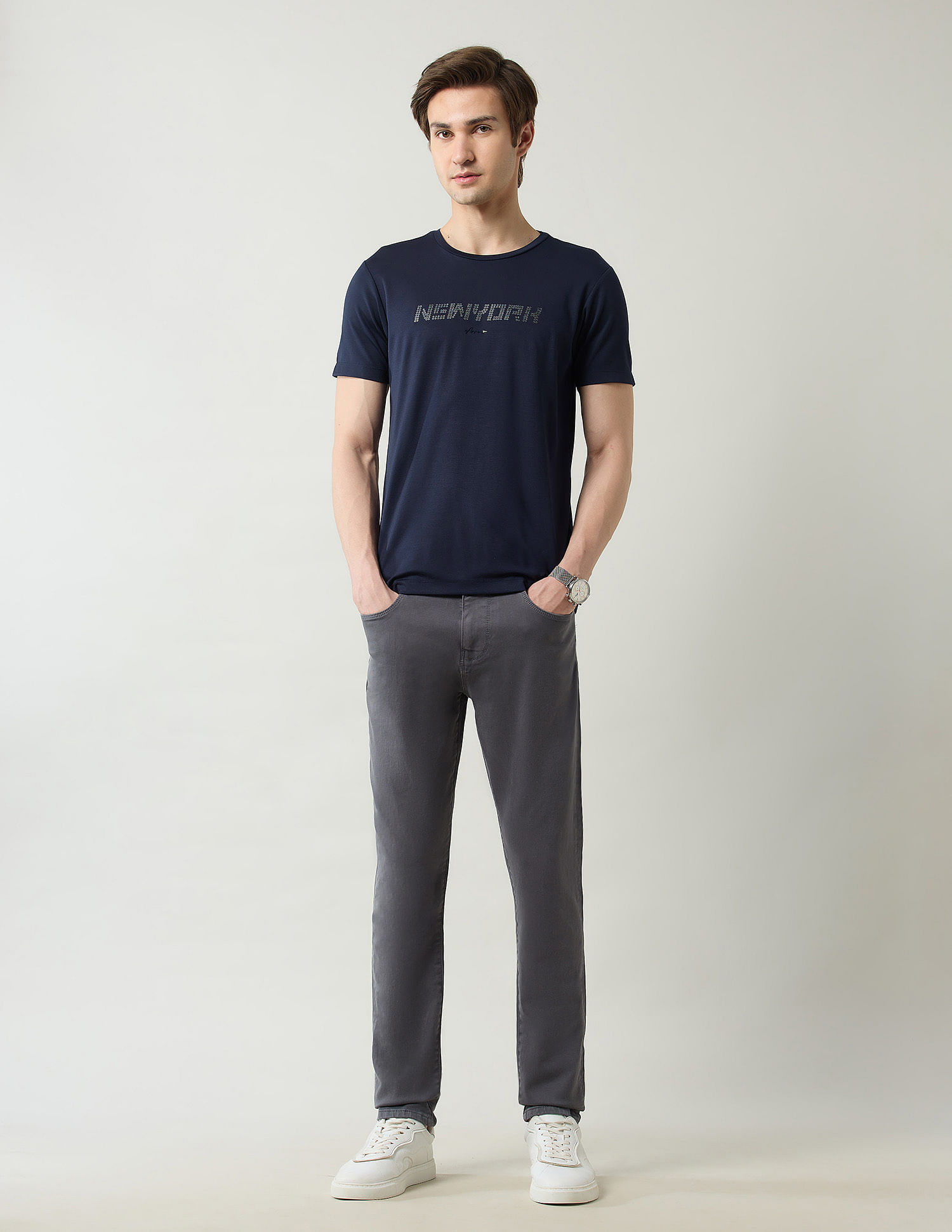 Arrow Newyork Brand Printed Night Is Young T-Shirt
