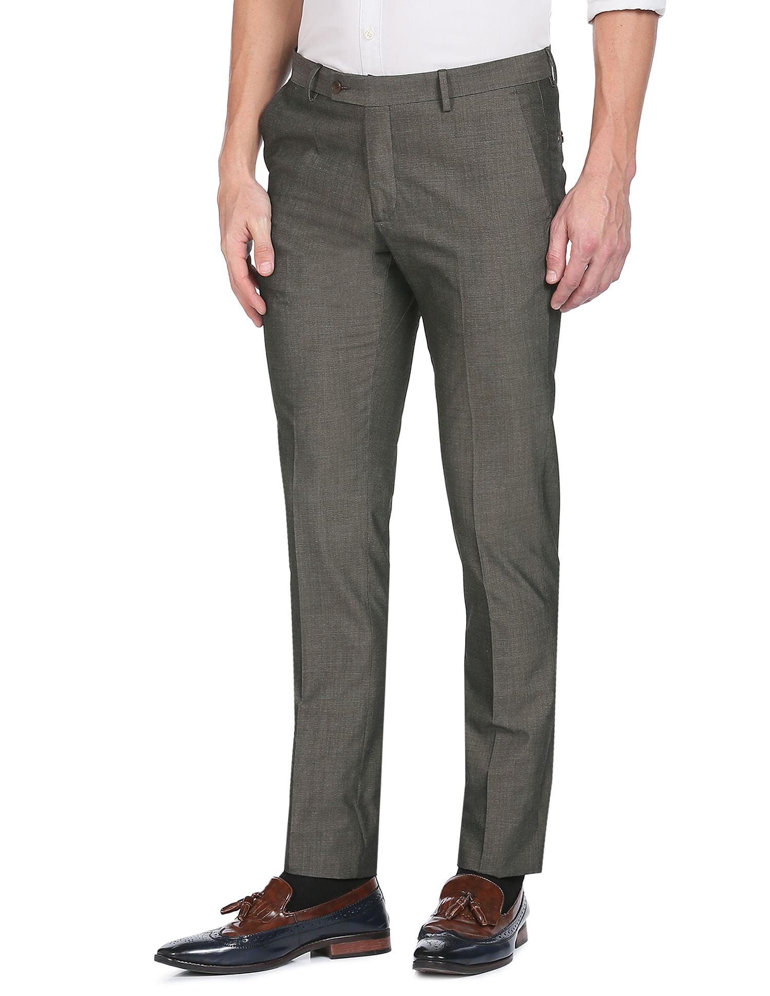 Arrow Dobby Weave Flat Front Trousers