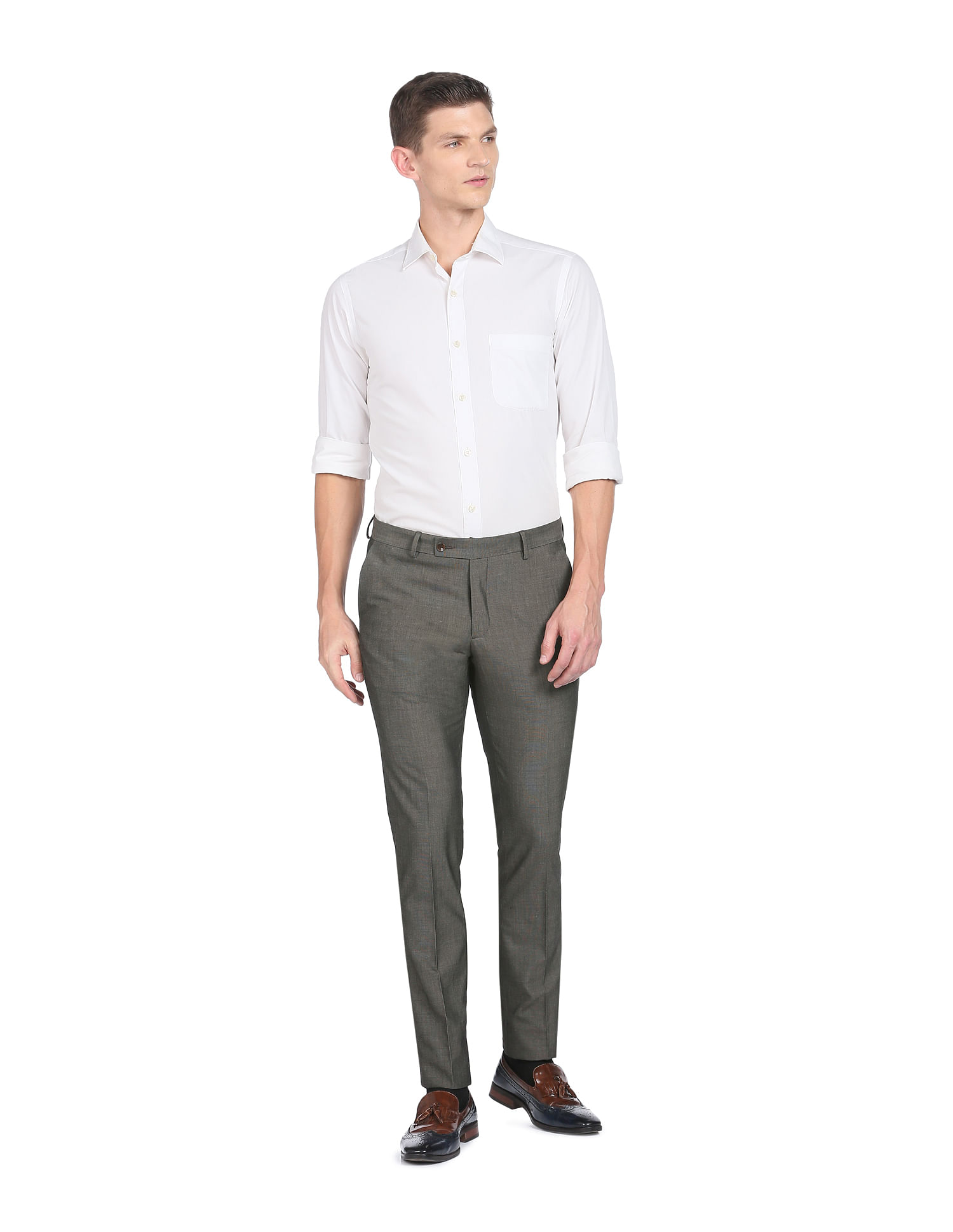 Arrow Dobby Weave Flat Front Trousers