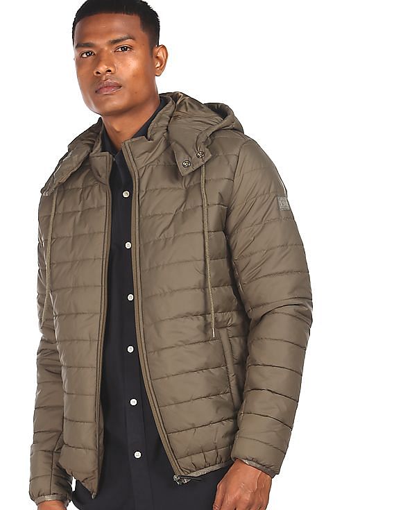 Flying Machine Detachable Hood Quilted Jacket