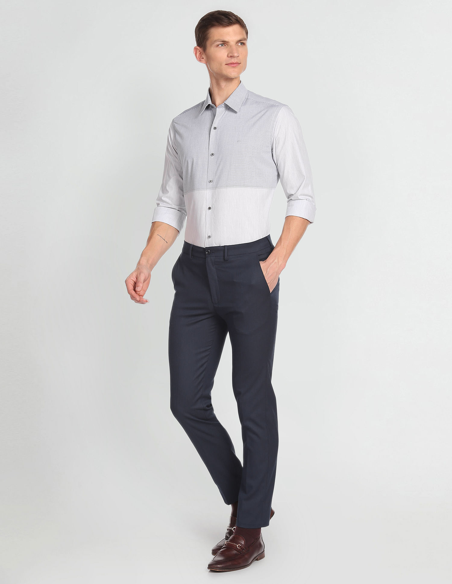Arrow Newyork Horizontal Stripe Cotton Shirt