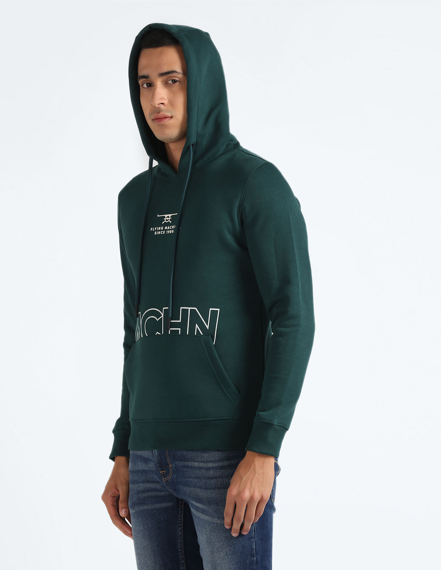 Flying Machine Brand Print Hooded Sweatshirt
