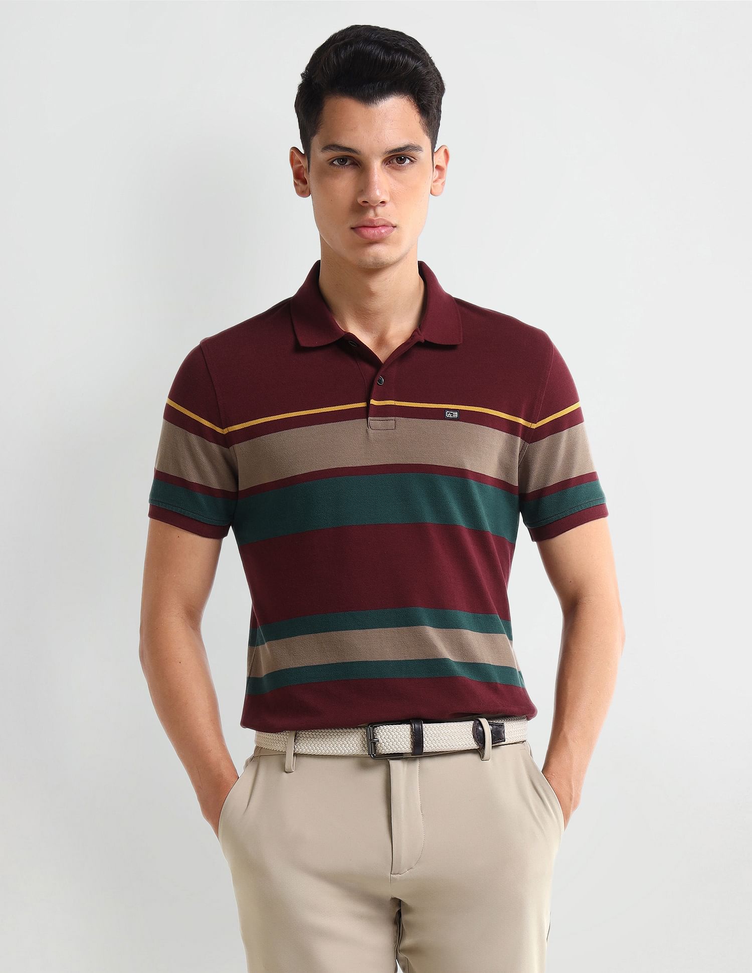 Arrow Sport Dynamax Horizontal Striped Regular Polo Shirt