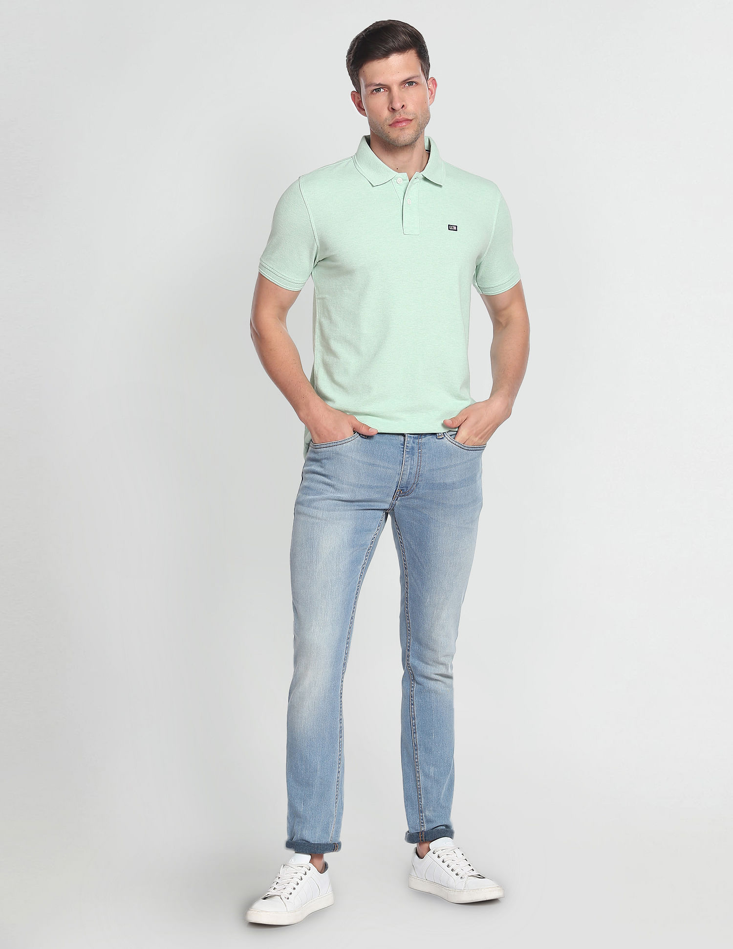 Arrow Sports Heathered Pique Knit Polo Shirt