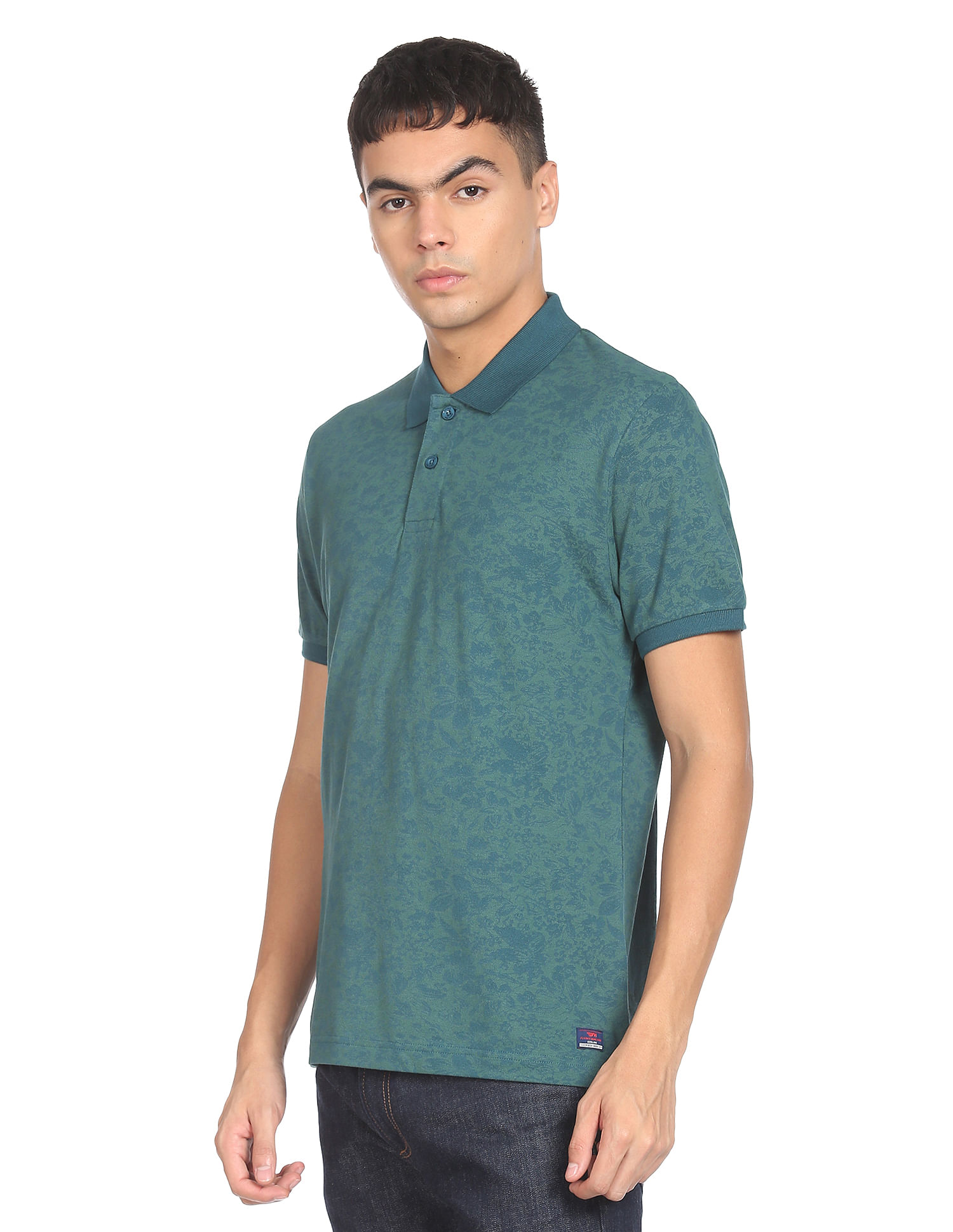 Flying Machine All Over Floral Print Cotton Polo Shirt