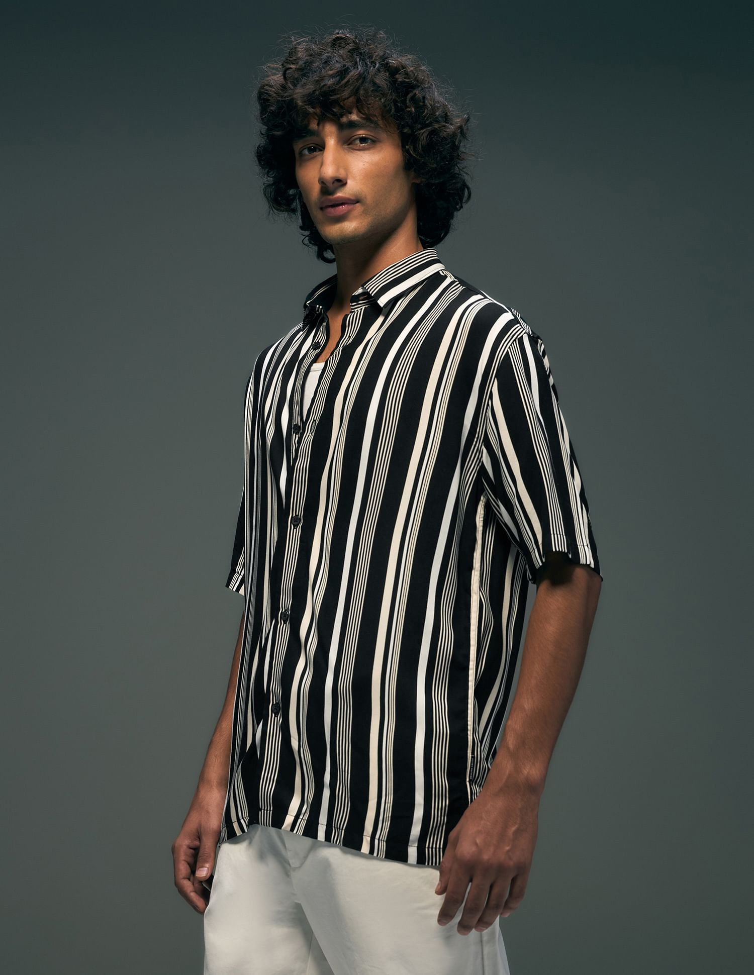 Flying Machine Vertical Striped Oversized Fit Shirt