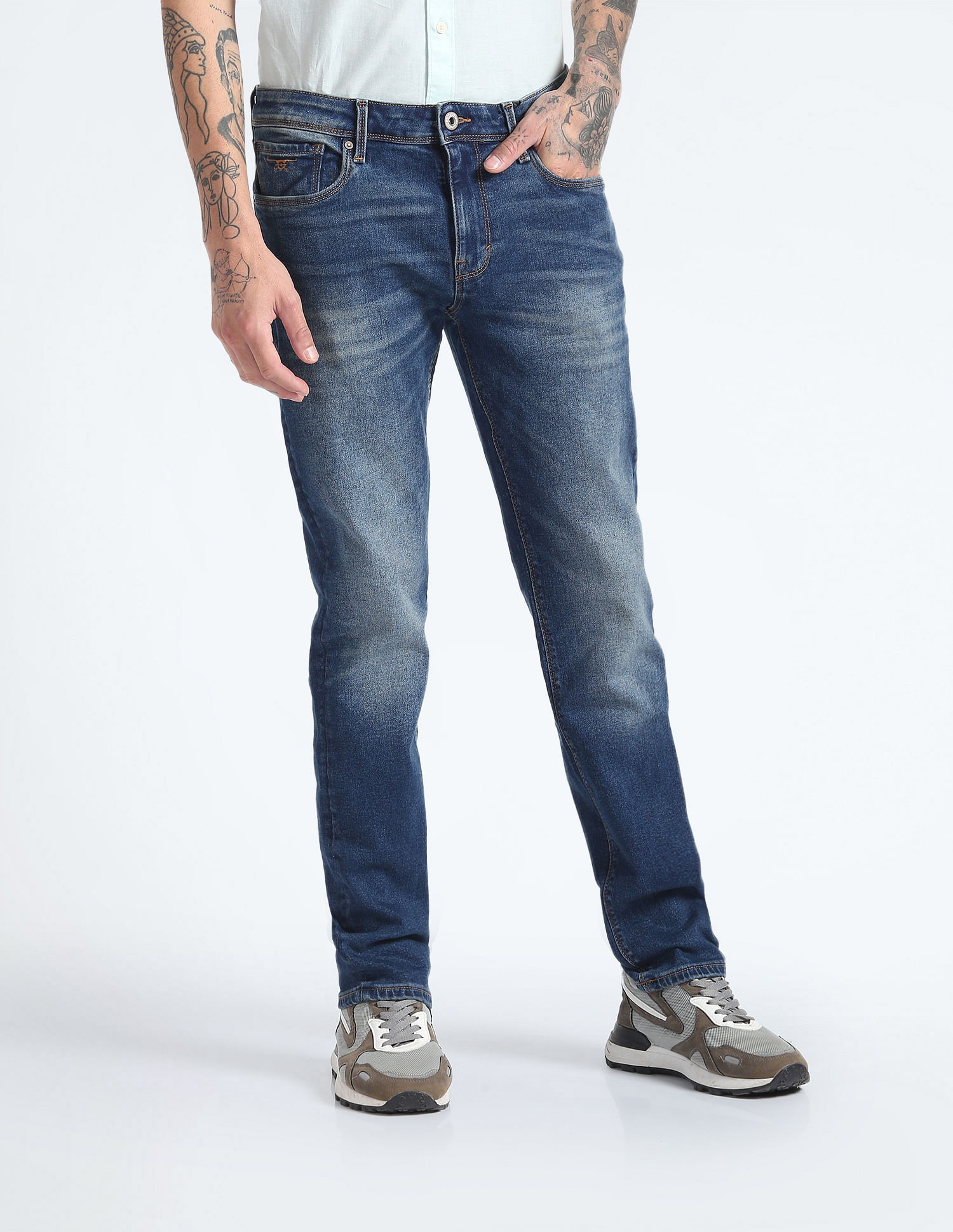 Flying Machine Slim Straight Stone Wash Jeans