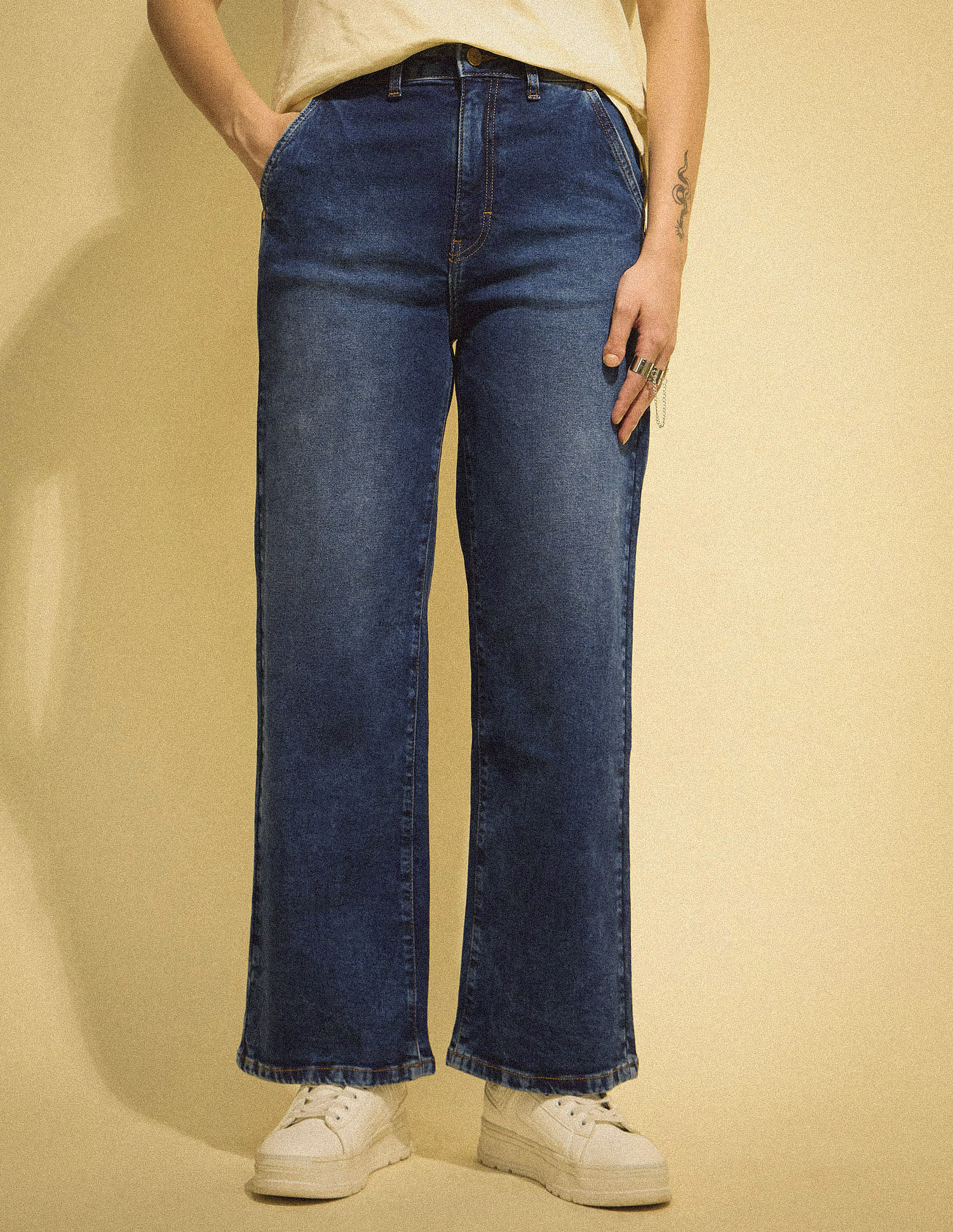 Flying Machine Women K-Street X Wide Leg Fit Cross Pocket Jeans