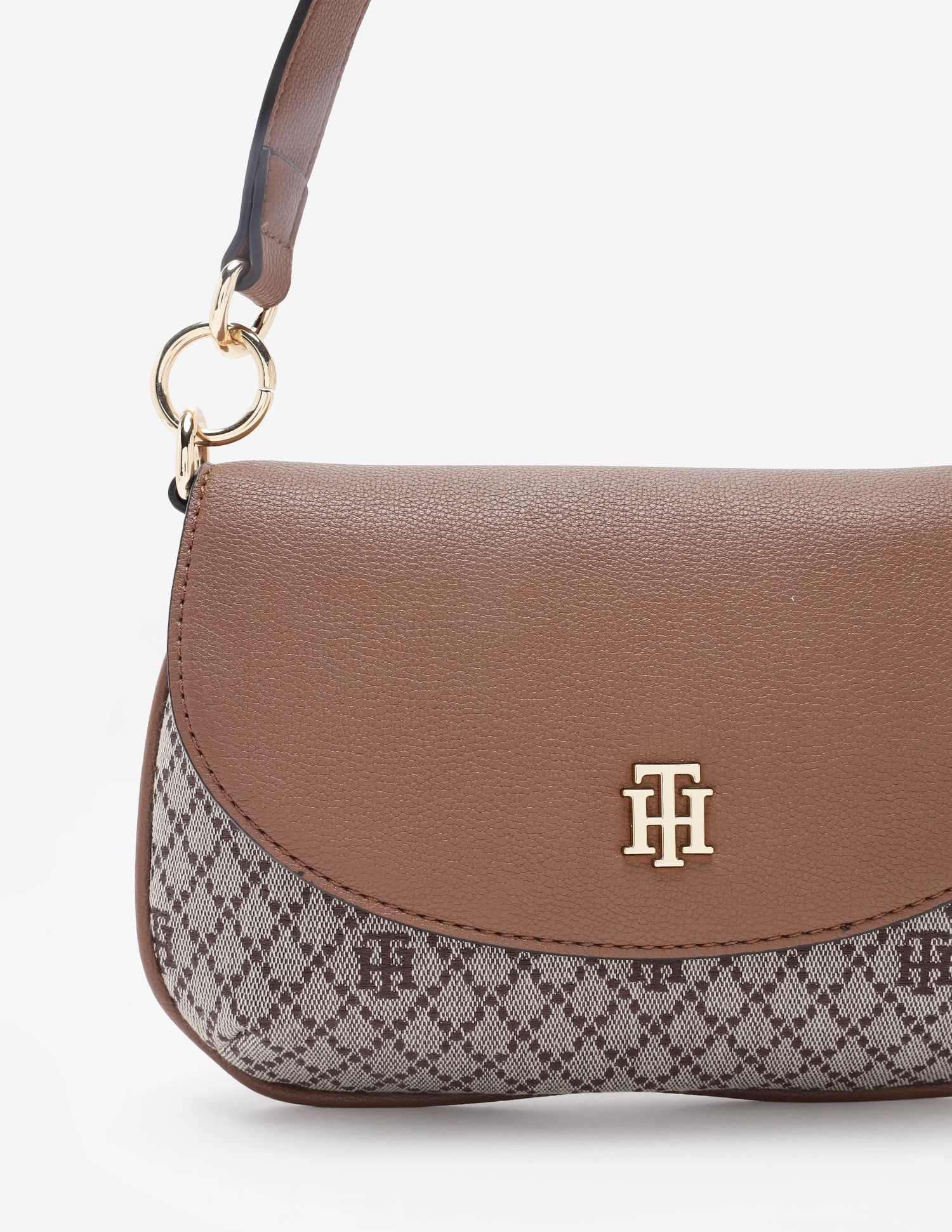 Buy Tommy Hilfiger Logo Brown Polyester Shoulder Bag