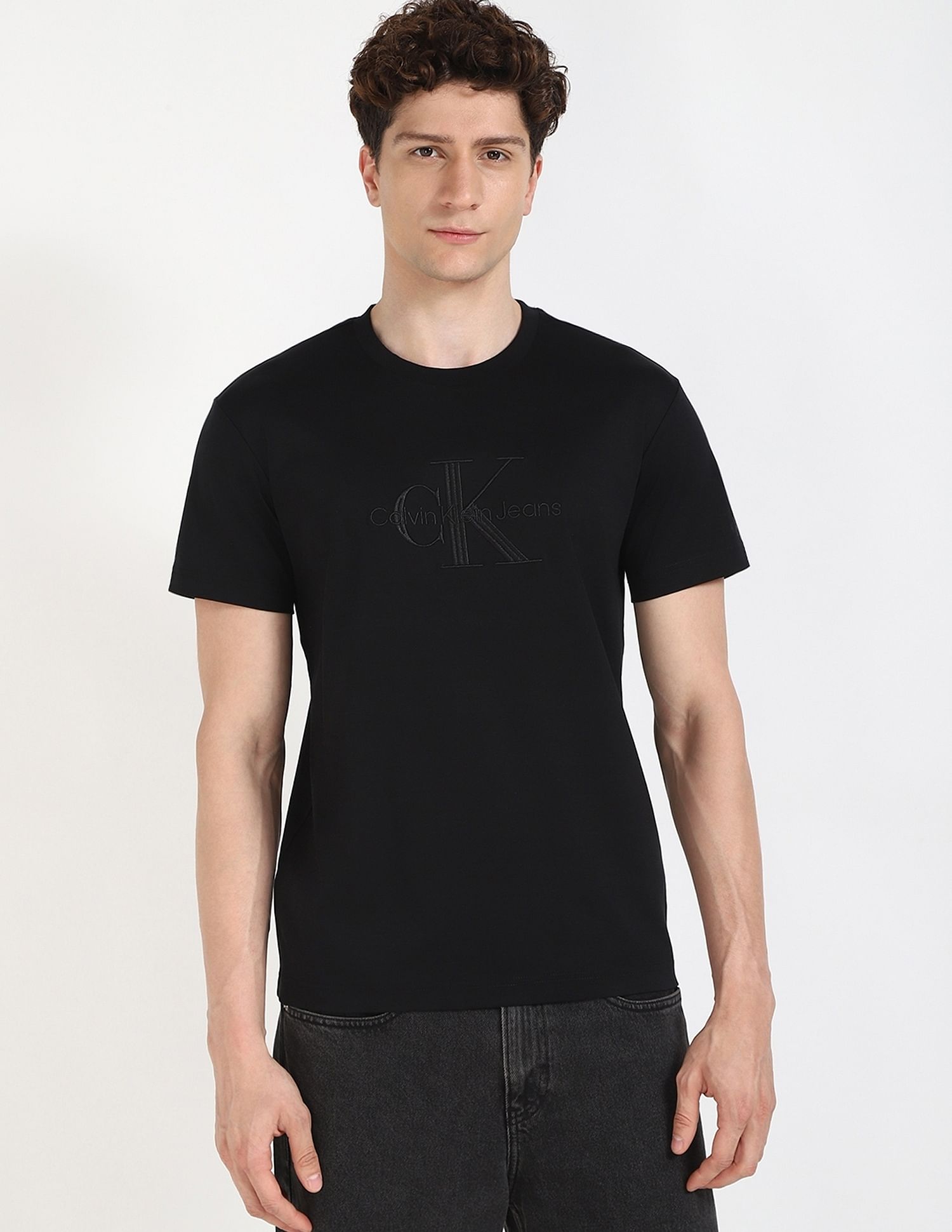 Calvin Klein Jeans Embroidered Logo Regular-Fit Cotton T Shirt