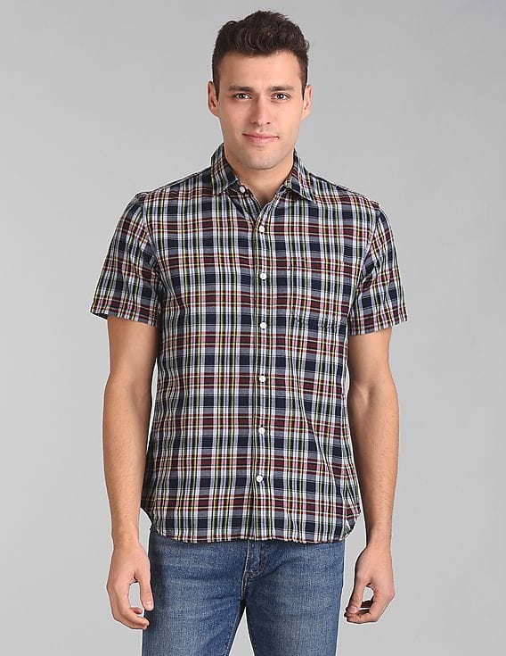 GAP Men Blue Short Sleeve Utility Shirt 