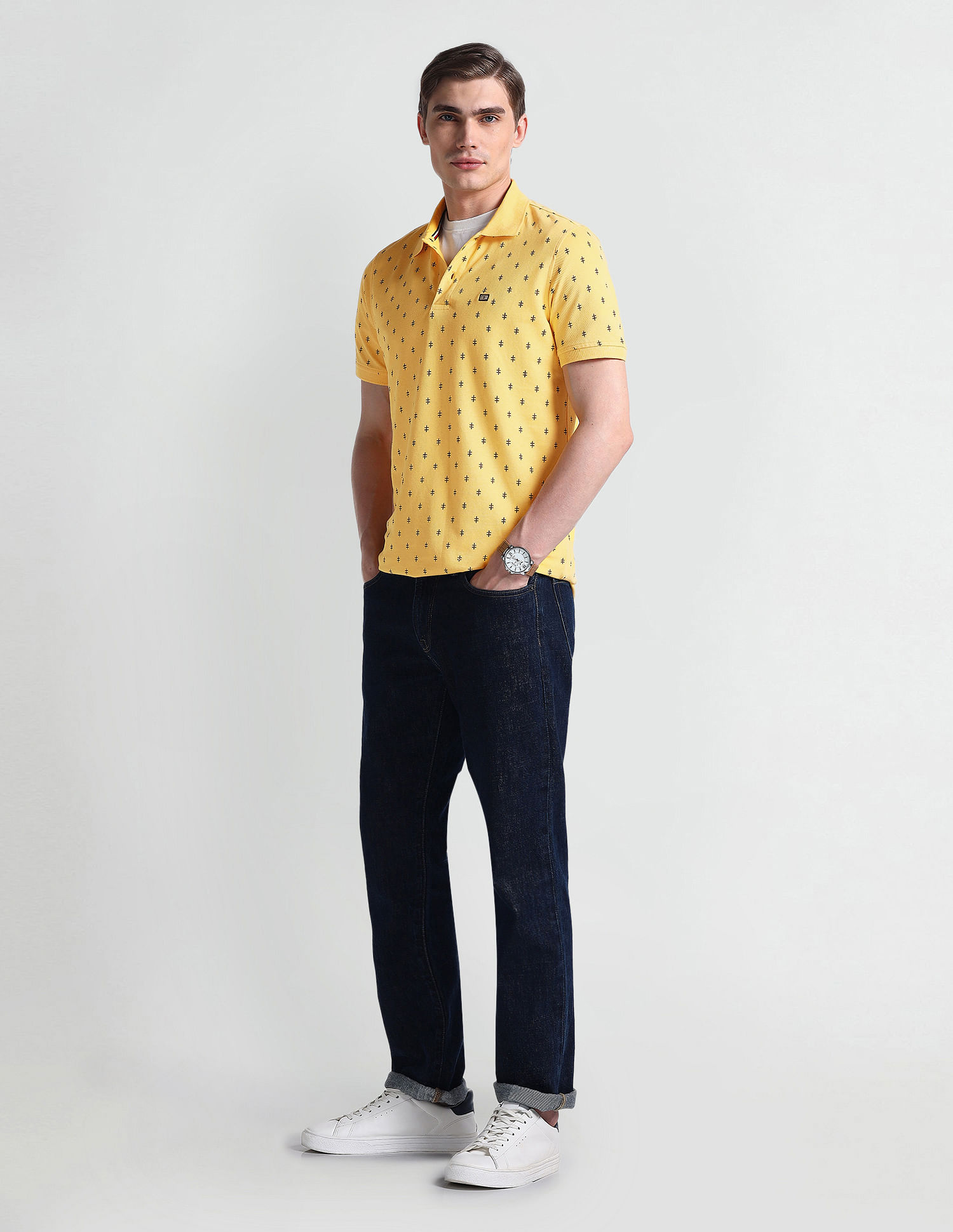 Arrow Sports Geometric Print Regular Polo Shirt