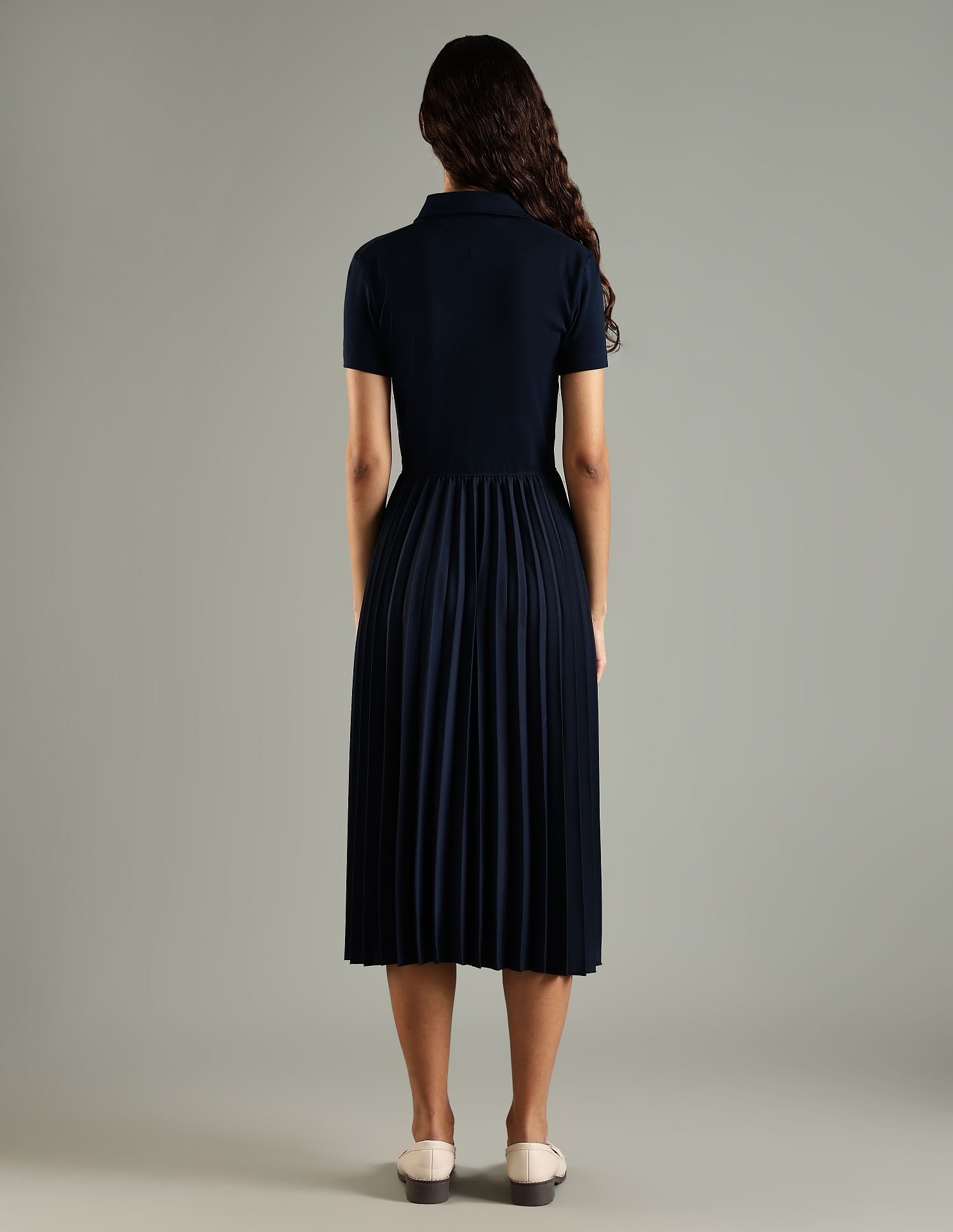 Tommy Hilfiger Cotton Polo Collar Midi Dress