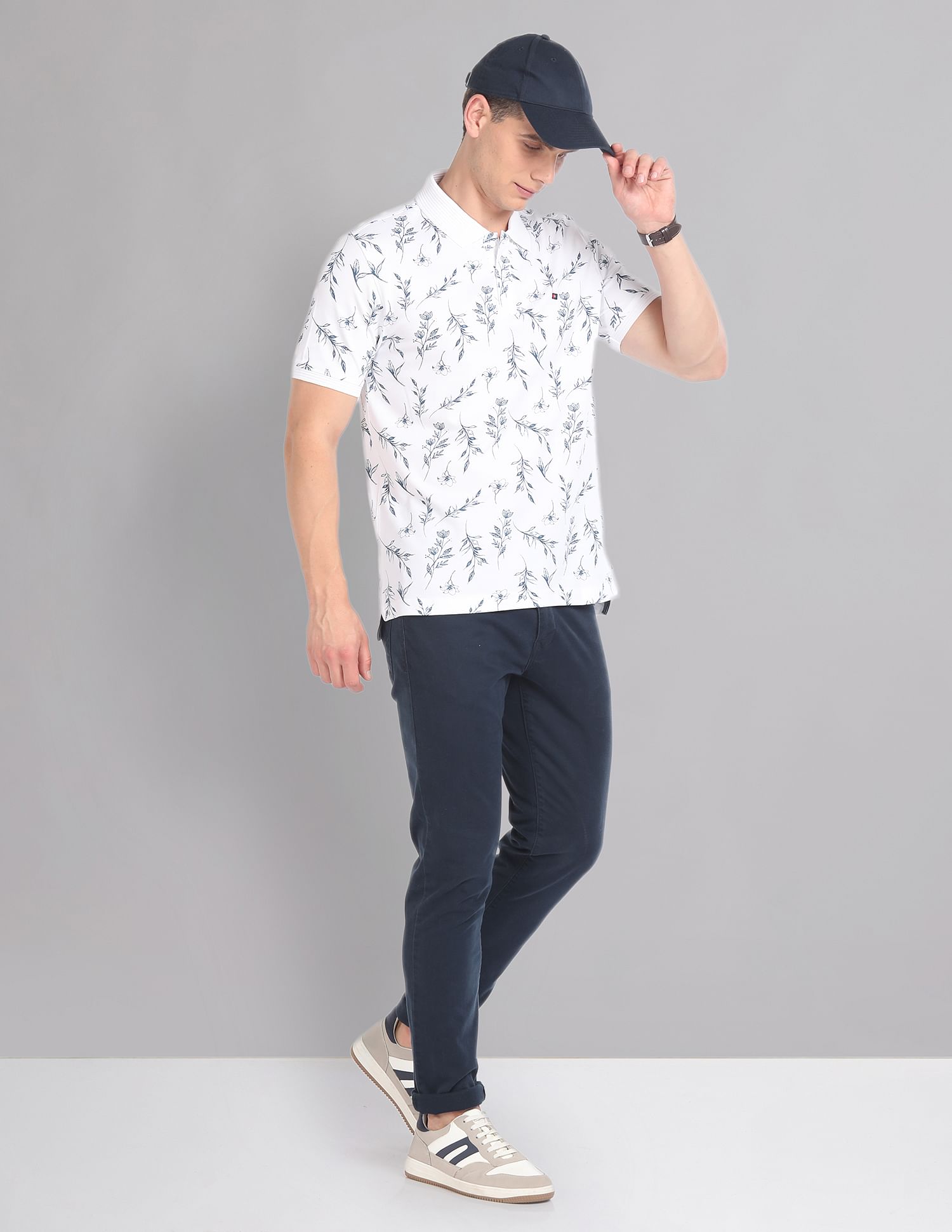 AD by Arvind Real Deal Tropical Print Polo Shirt