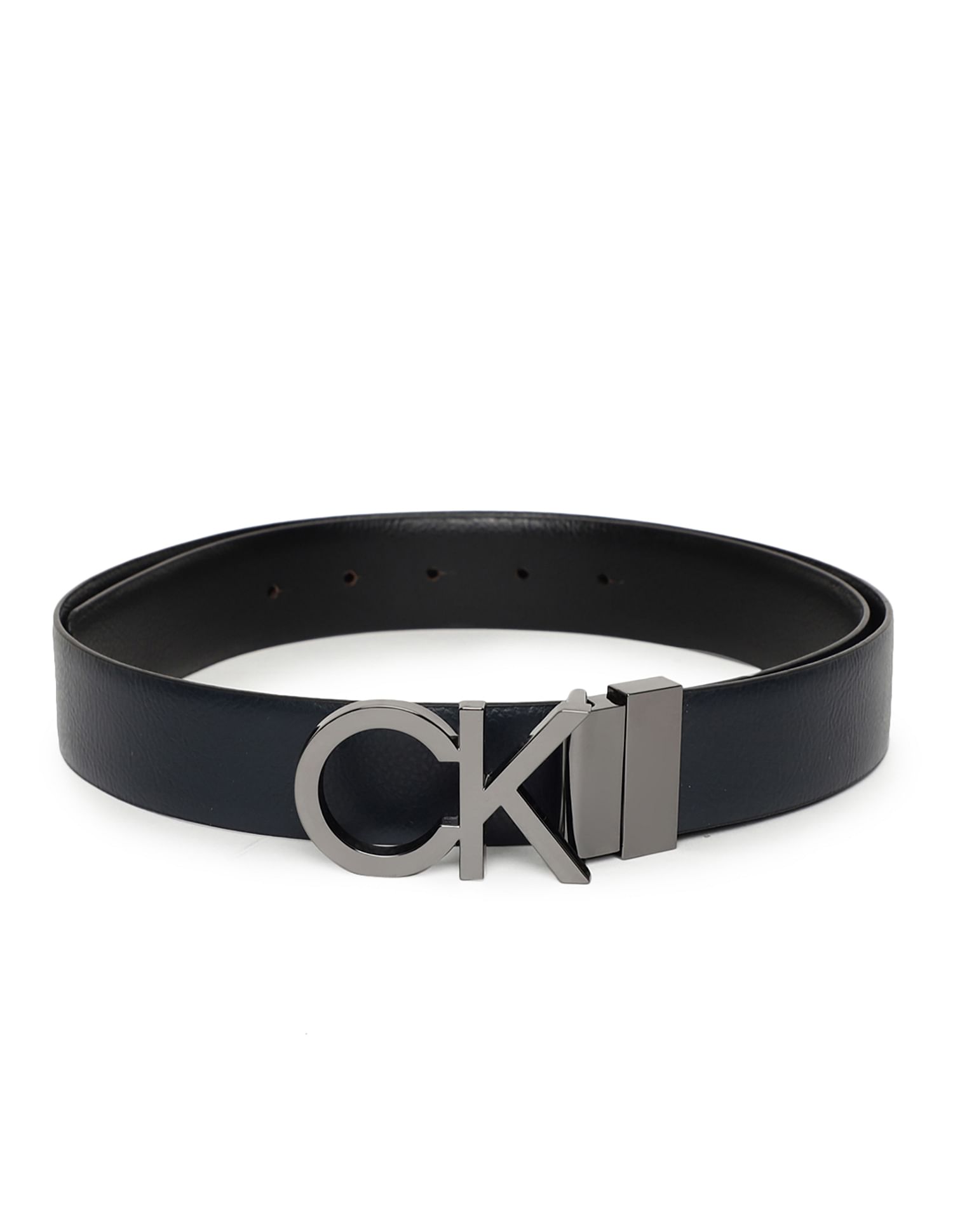 Calvin Klein Leather Reversible Metal Diagonal Belt