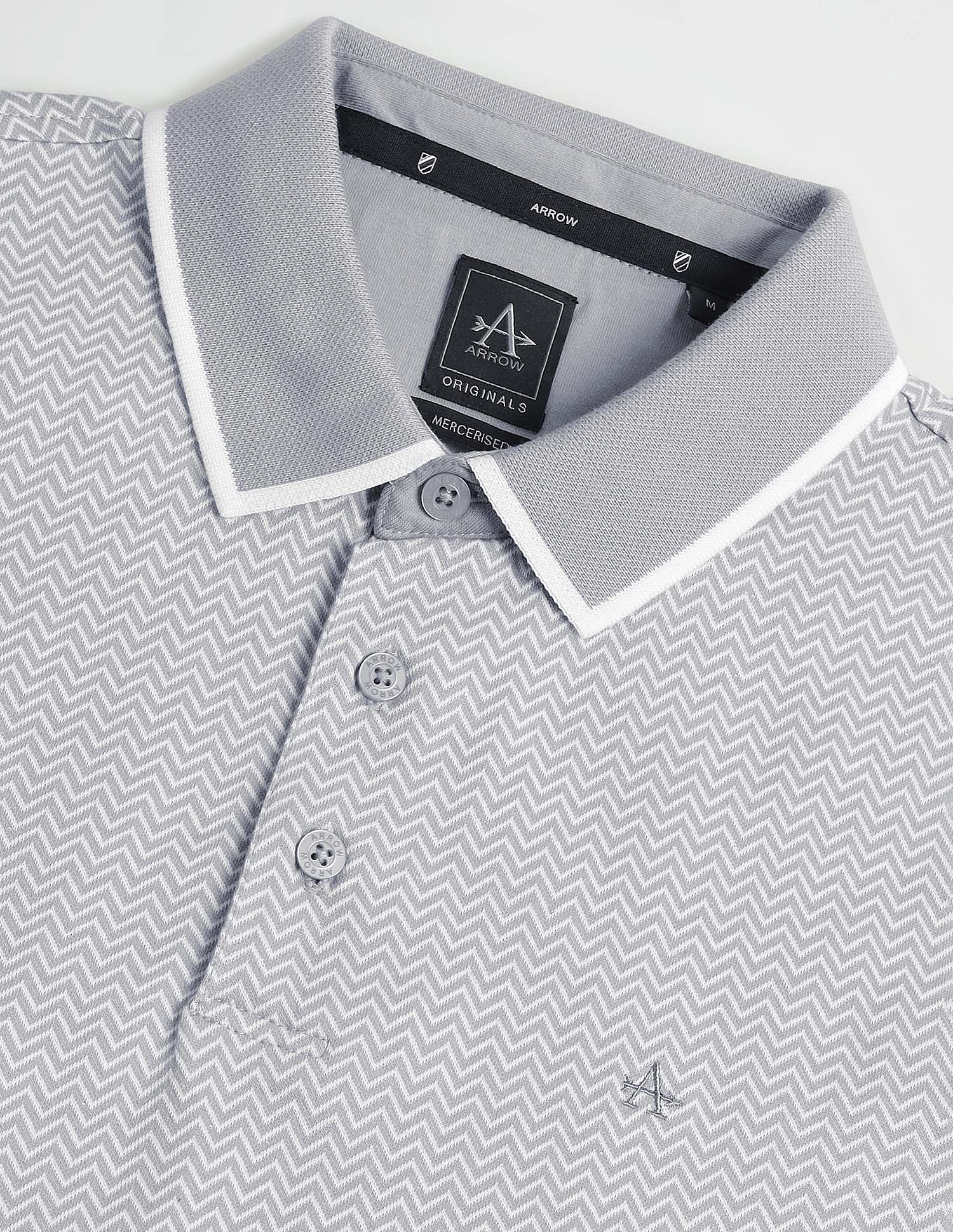 Arrow Geometric Patterned Cotton Polo Shirt