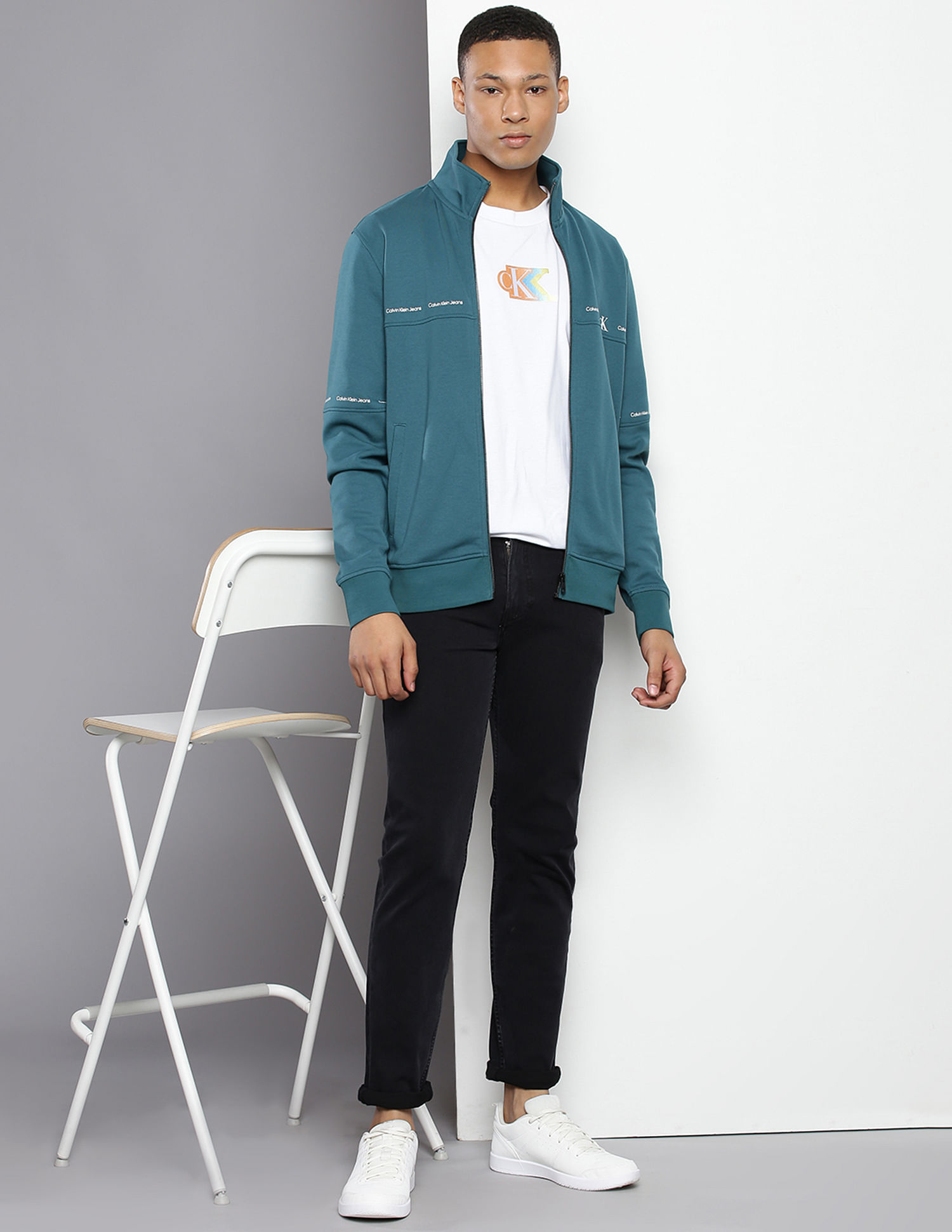 Calvin Klein Repeat Logo Zip Up Track Sweatshirt