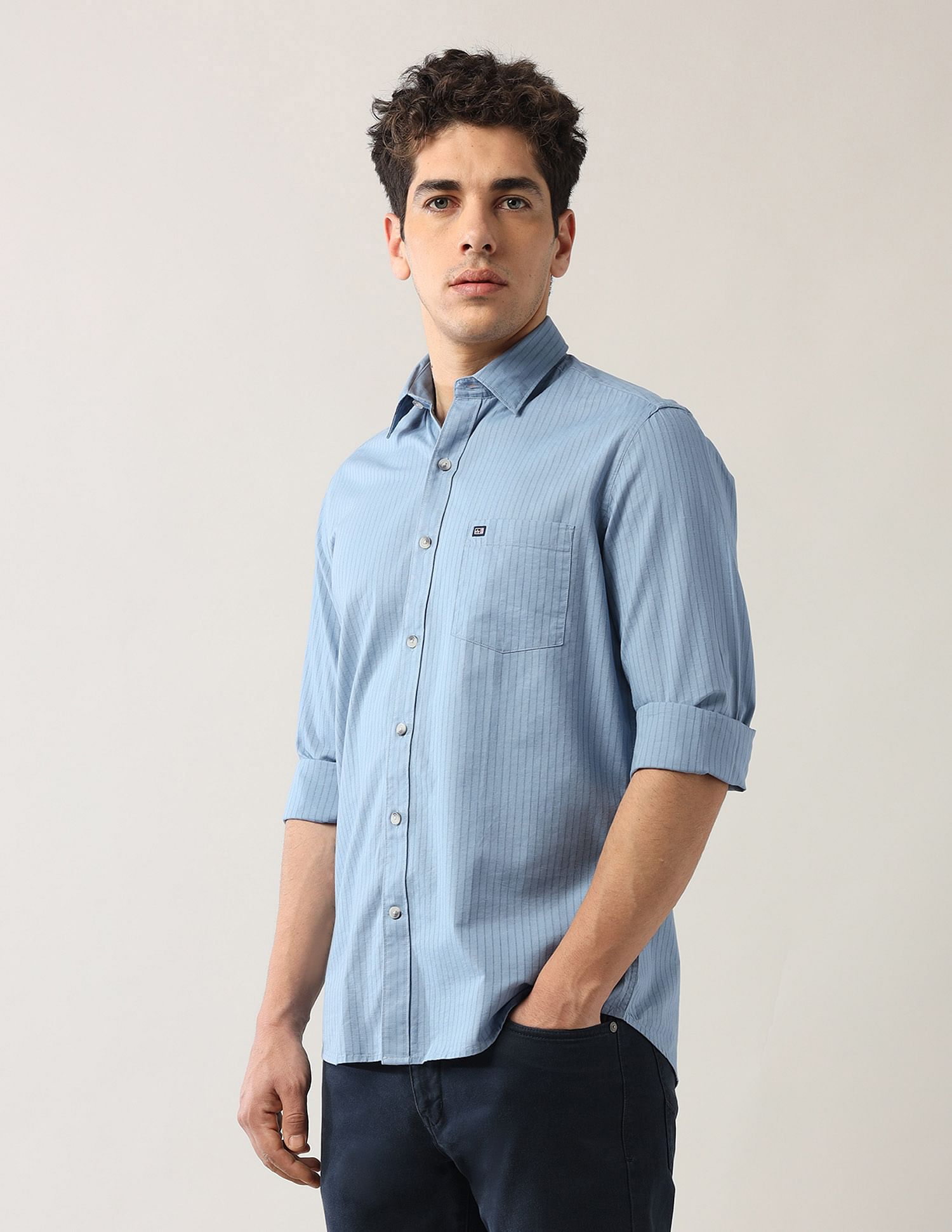 Arrow Sport Vertical Striped Dobby Shirt