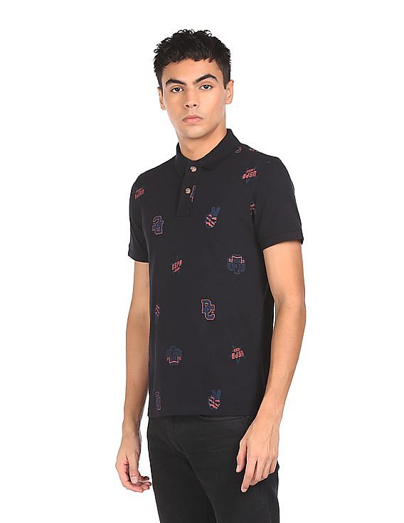 U.S. Polo Assn. Denim Co. Ribbed Collar Printed Polo Shirt