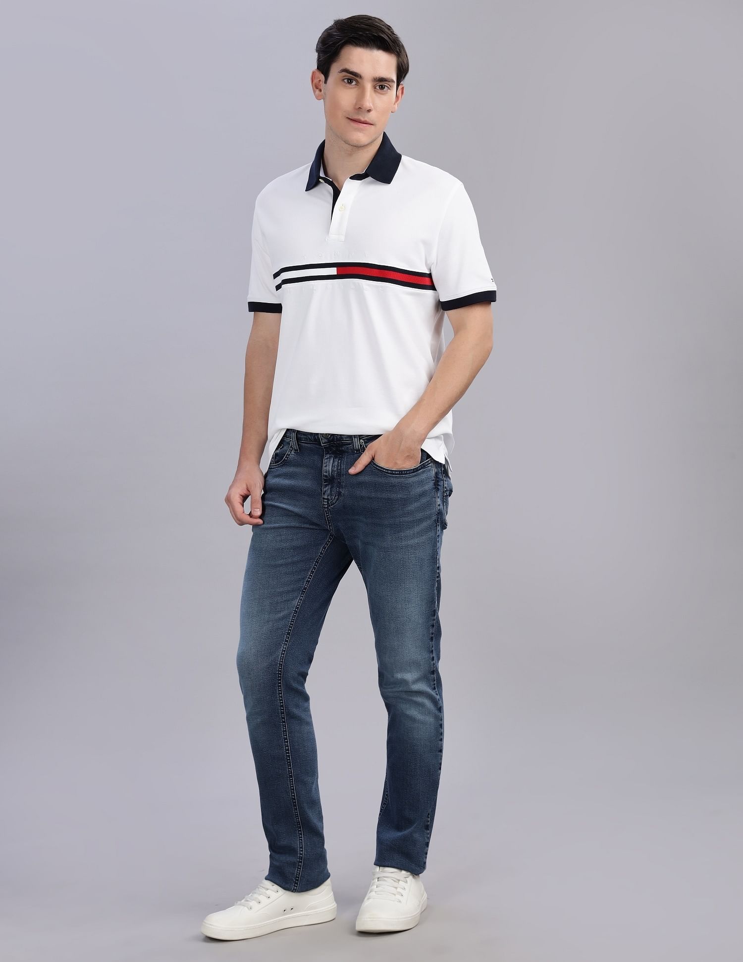 Tommy Hilfiger Mid-Wash Slim-Fit Mid Rise Jeans