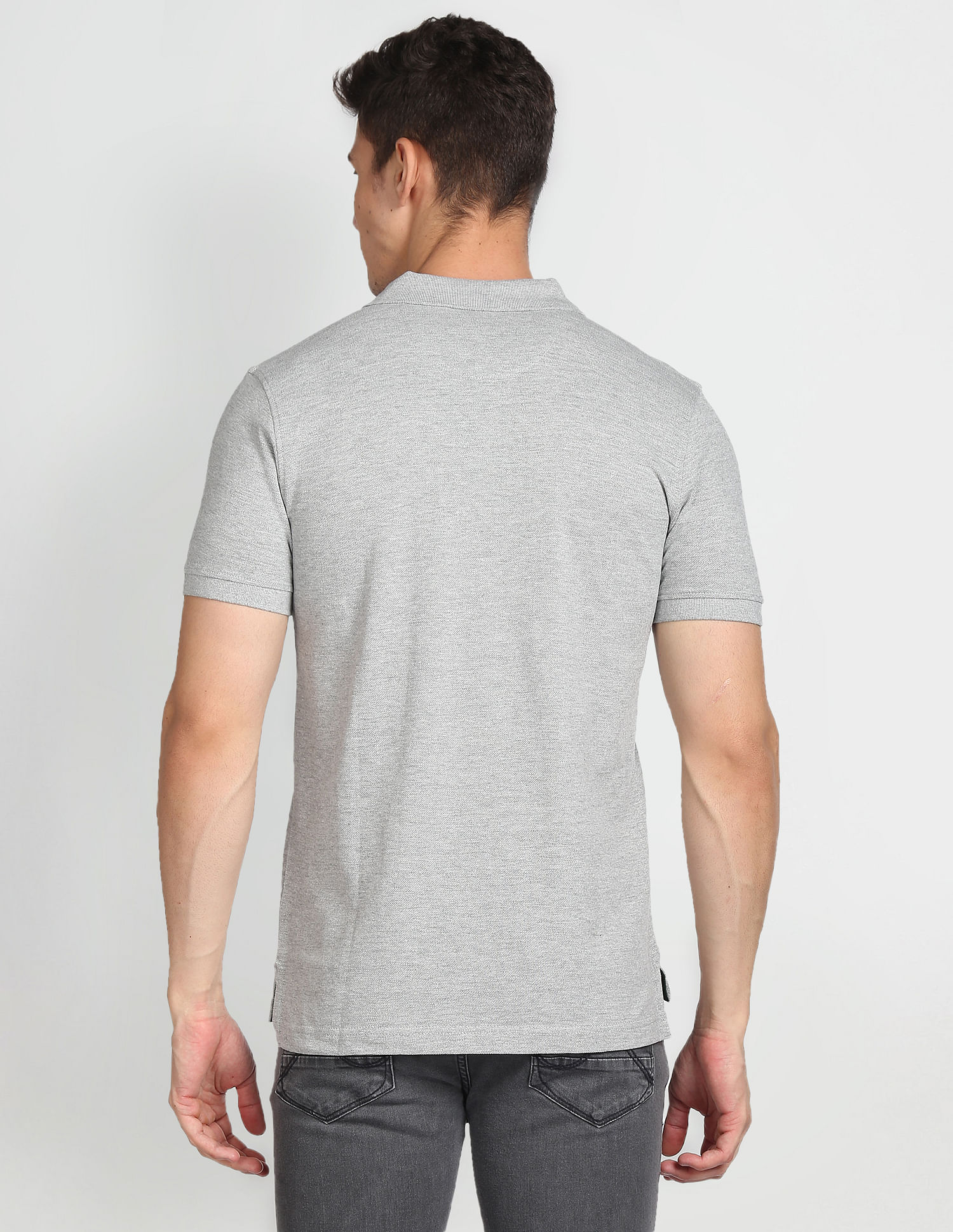 Arrow Sports Ribbed Cuff Heathered Polo Shirt
