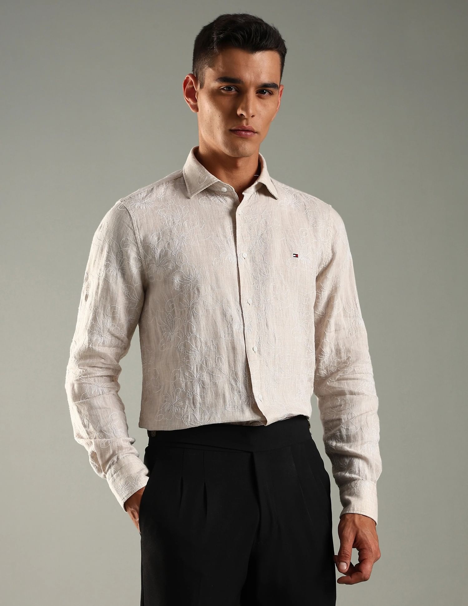 Buy Tommy Hilfiger Printed Regular Fit Linen Shirt