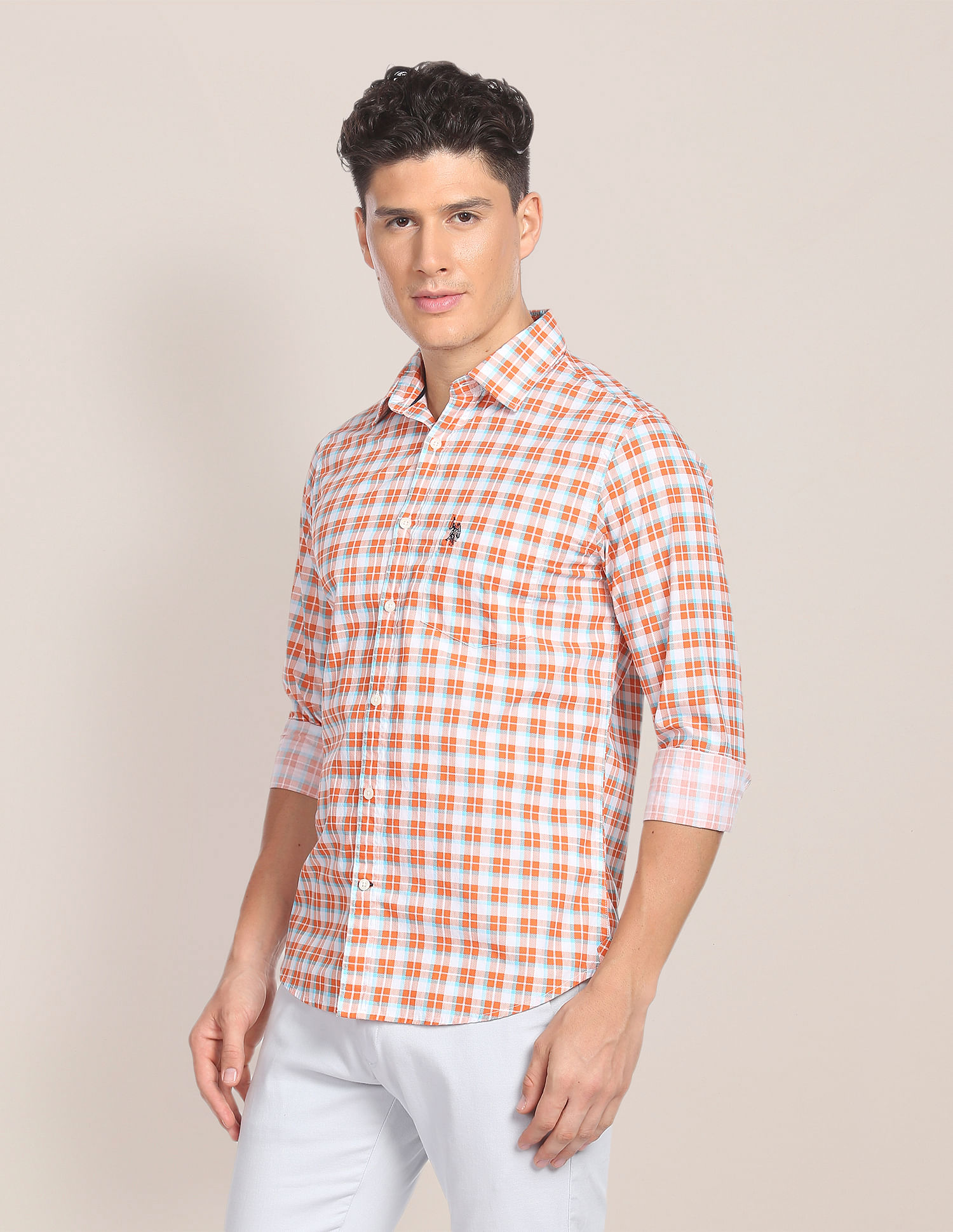 U.S. Polo Assn. Spread Collar Plaid Shirt